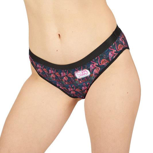 Sisterwives Flamingo & Floral Women’s Panties Vibrant Lingerie, Comfortable Underwear, Fun Gift for Her