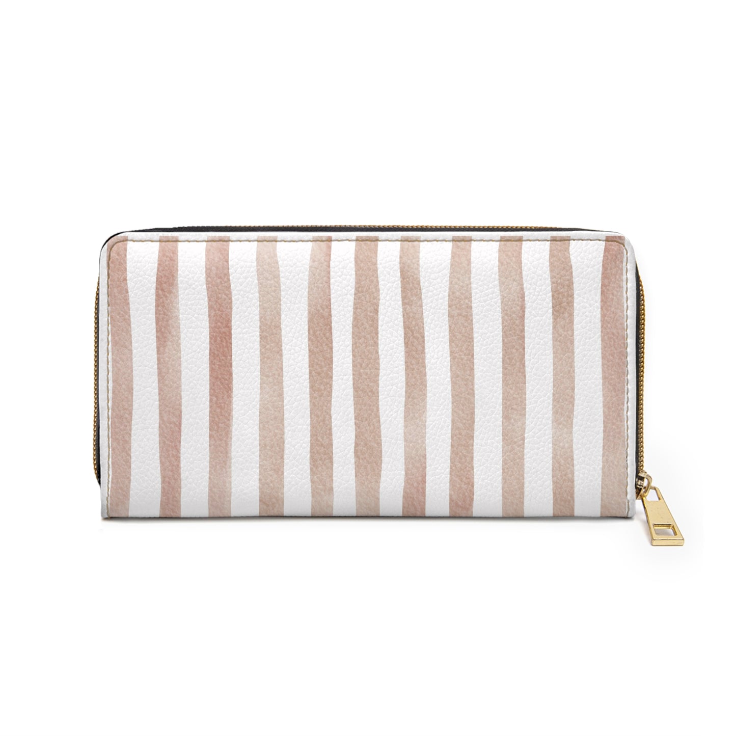 Stripe Zip Up Wallet – Polyamory Sisterwives ENM Friendly Wallet | Swinger Lifestyle Accessory | Minimalist Blush Stripe Zipper Wallet