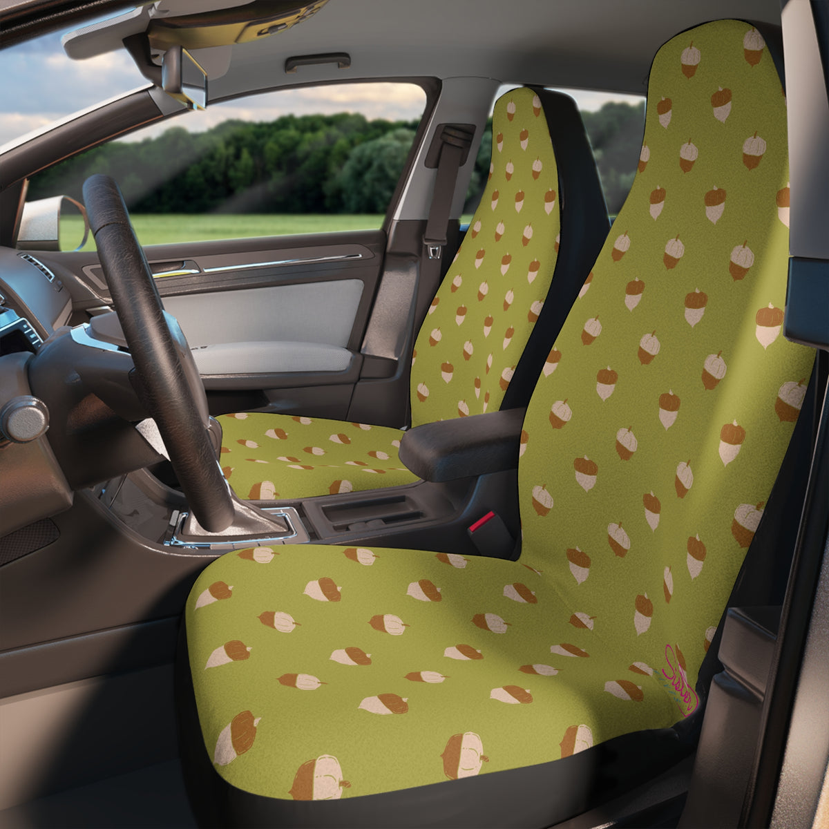 Acorn Car Seat Covers | Woodland Cottagecore Auto Decor | Cozy Nature Boho Seat Covers | Polyamory & ENM Friendly