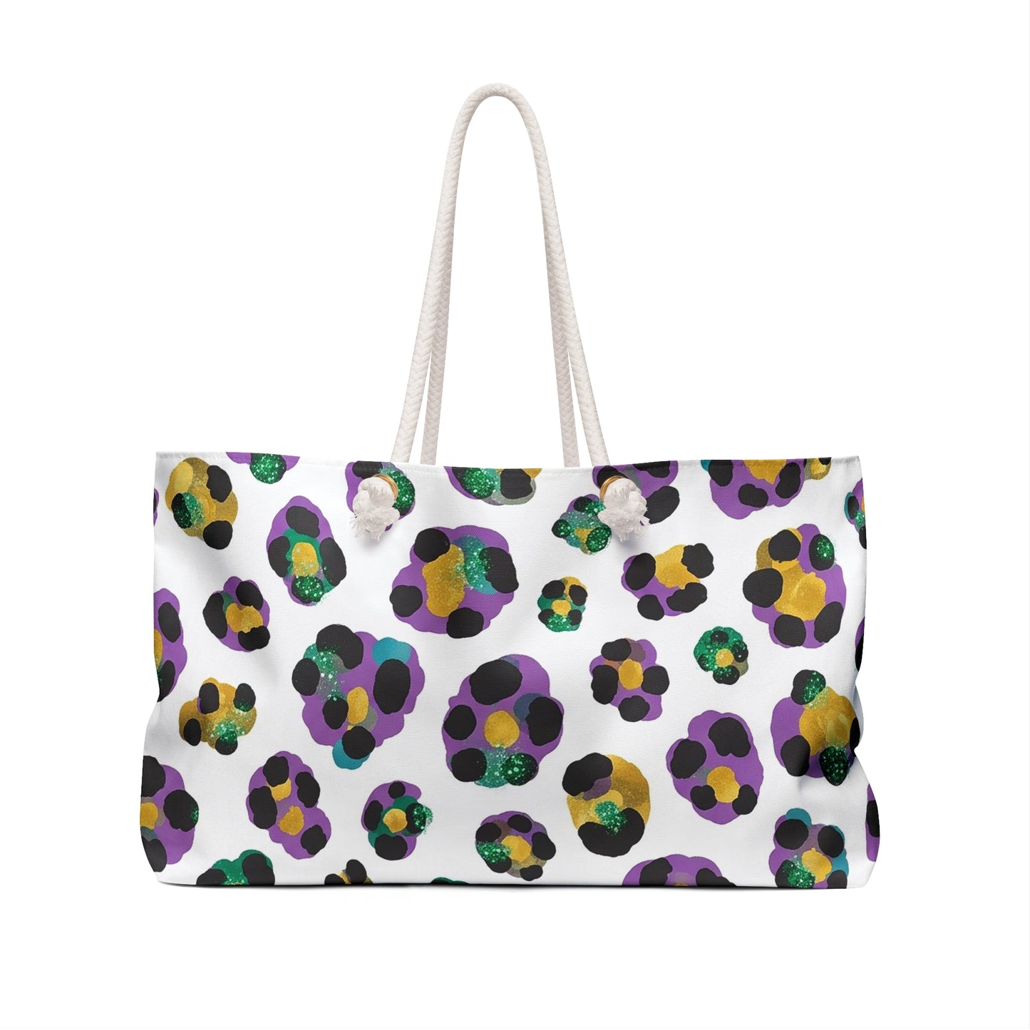 Mardi Gras Cheetah Print Weekender Bag | Polyamory ENM Friendly Travel Tote | Matching Couple & Throuple Overnight Bag | Festival & Cruise Carryall