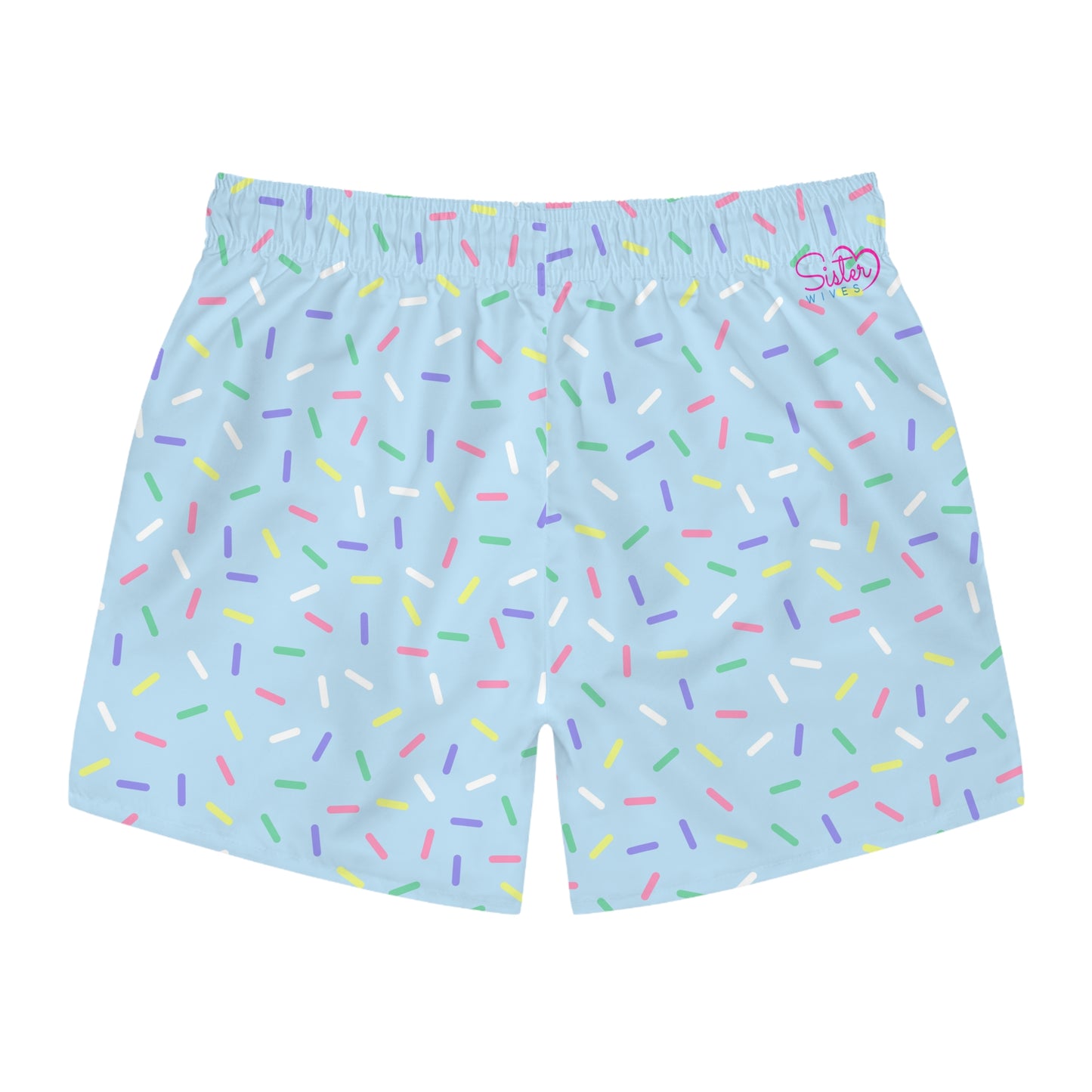 Men’s Rainbow Sprinkle Swim Trunks – Pastel Confetti Summer Swim Shorts, Fun Pool & Beach Board Shorts, Fast-Dry AOP Trunks