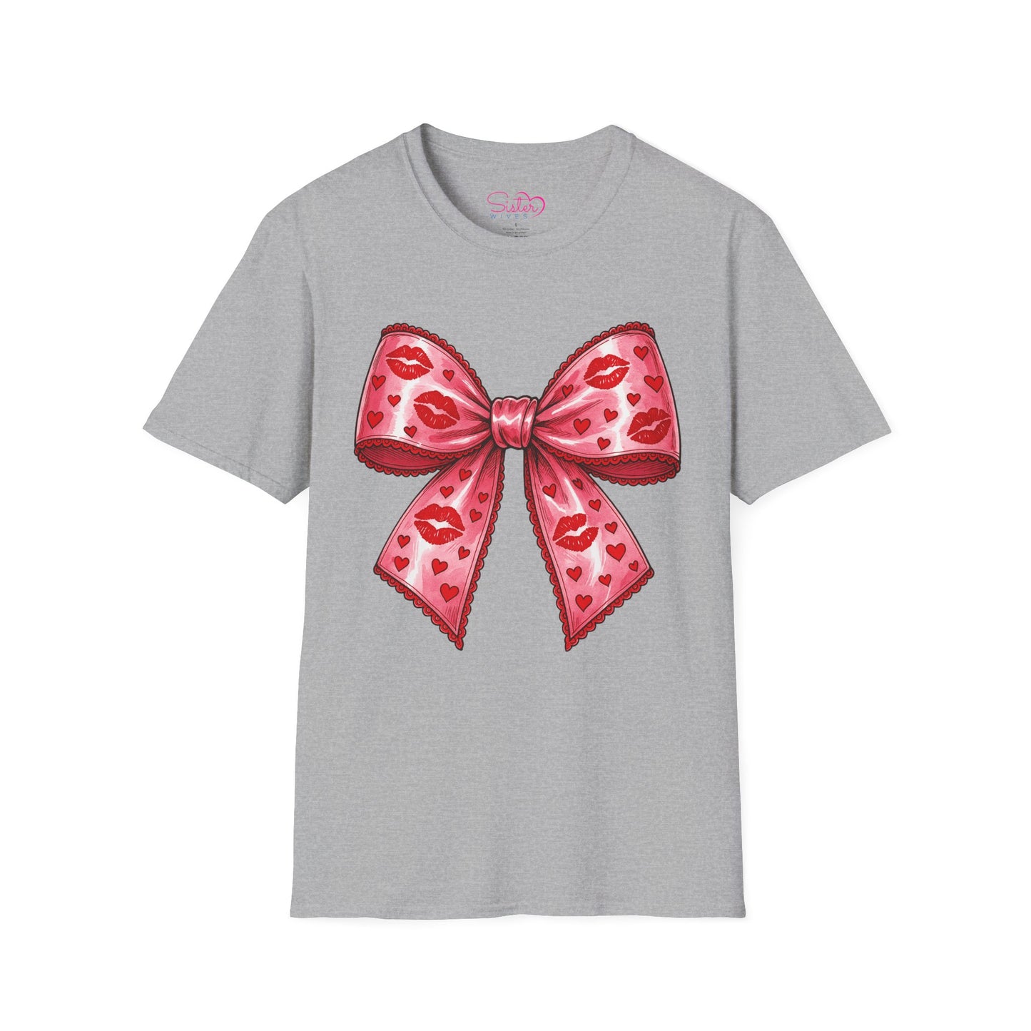 Red Coquette Bow Shirt – Flirty Valentine Bow T-Shirt, Polyamory ENM Non-Monogamy Symbol Tee, Unisex Gildan 64000