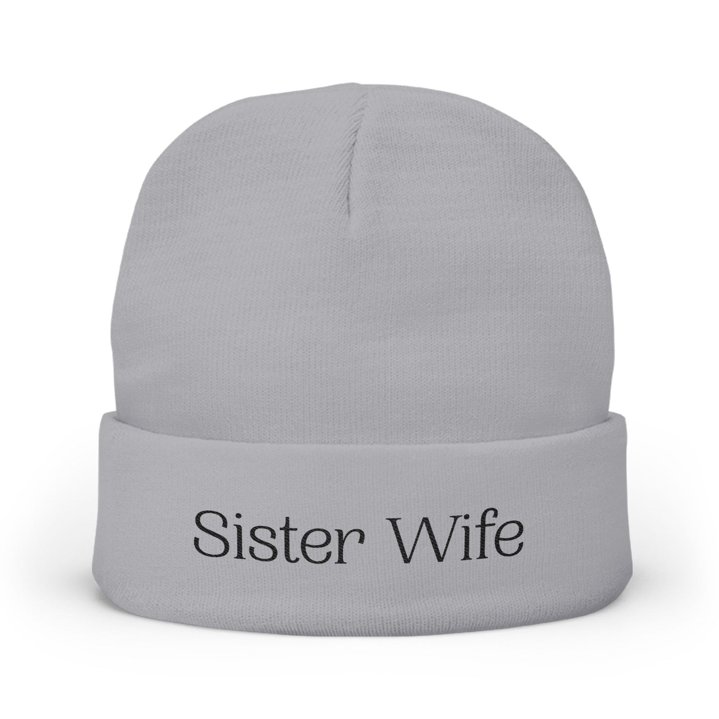 Sister Wife Beanie | Embroidered Knit Hat | Polyamory Lifestyle Apparel | Ethical Non-Monogamy Winter Hat | Cozy Minimalist Beanie