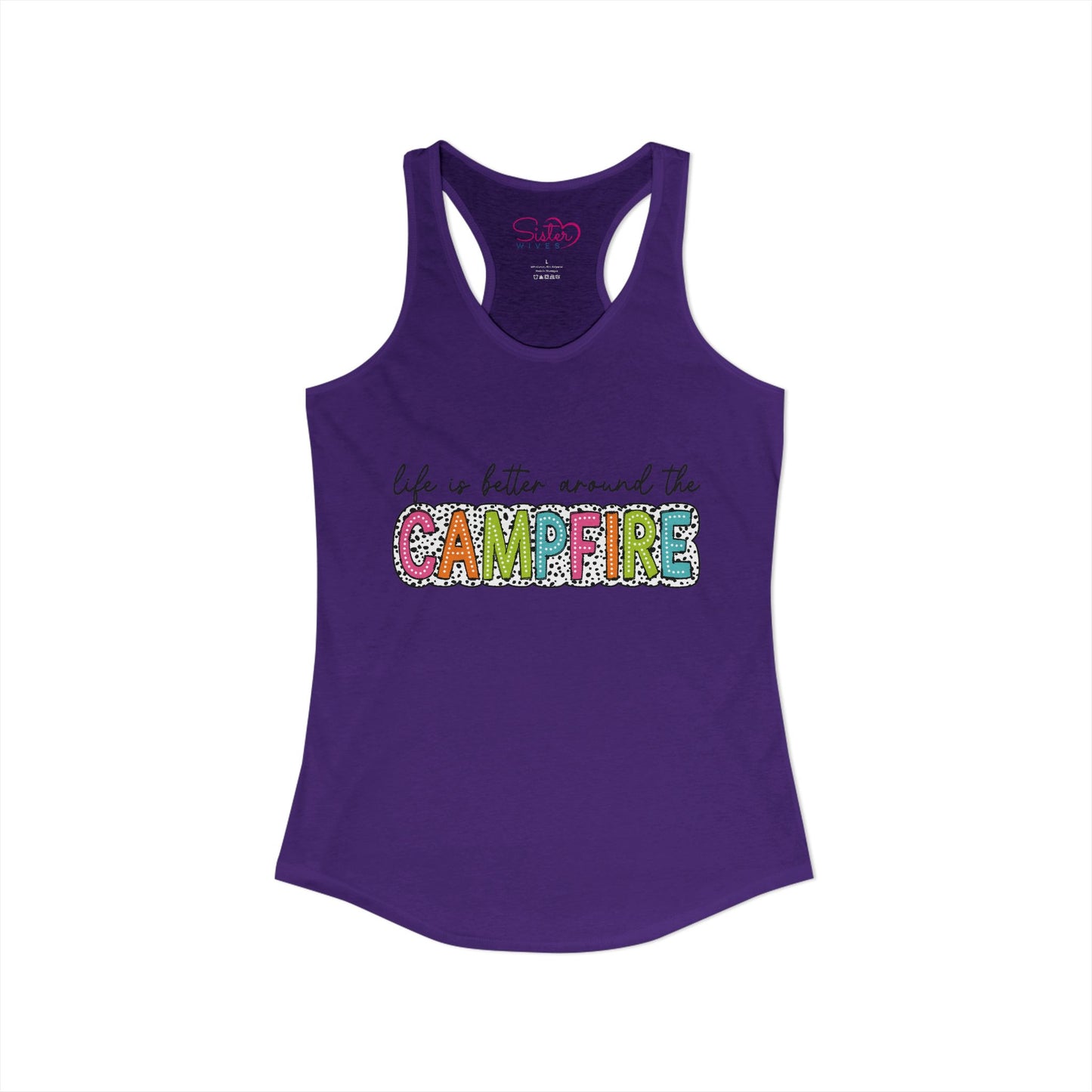 Campfire Racerback Tank | Cozy Outdoorsy Summer Tank Top | Chosen Family Camping Shirt | Inclusive Lifestyle Apparel