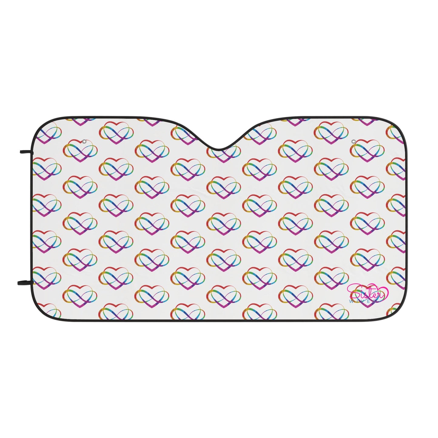 Polyamory Pride Car Sun Shade | Infinity Heart Windshield Sunshade | ENM & Chosen Family Car Accessory | Inclusive Love Auto Decor