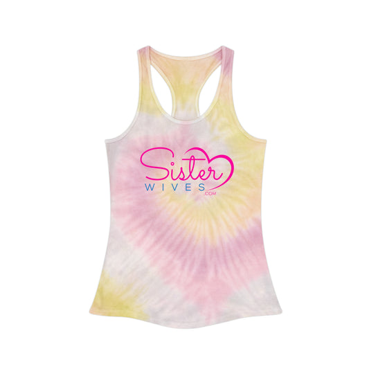 Sister Wives Logo Tie-Dye Tank Top, Summer Casual Wear, Graphic Tee for Bachelorette, Birthday Gift, Festival Style Top, Sister Wife Tank Top