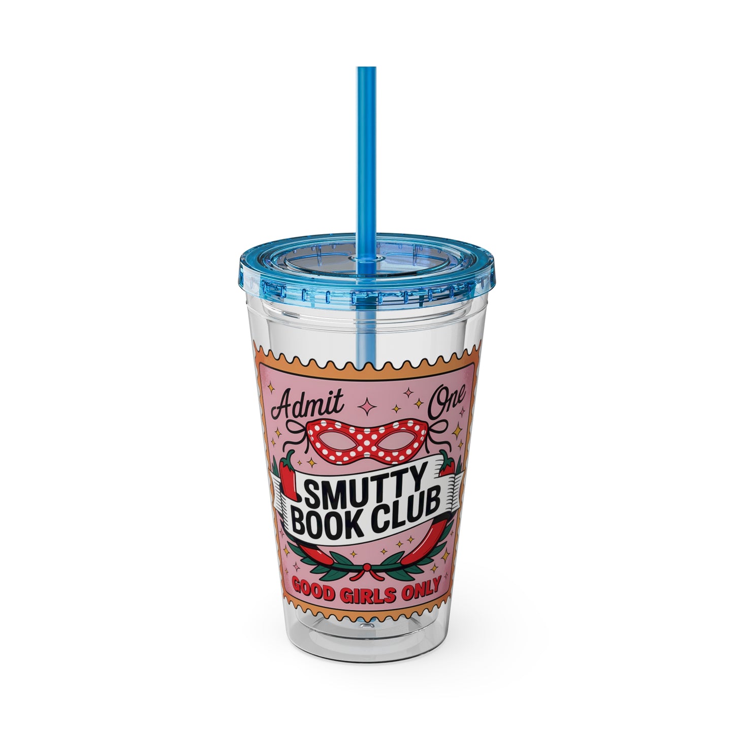 Admit One: Smutty Book Club – 16oz Sunsplash Tumbler | Polyamory Pride Cup | ENM Lifestyle Drinkware | Swinger Aesthetic Travel Cup | Spicy Romance Reader Gift | Poly, Open Relationship, Hotwife Vibes...