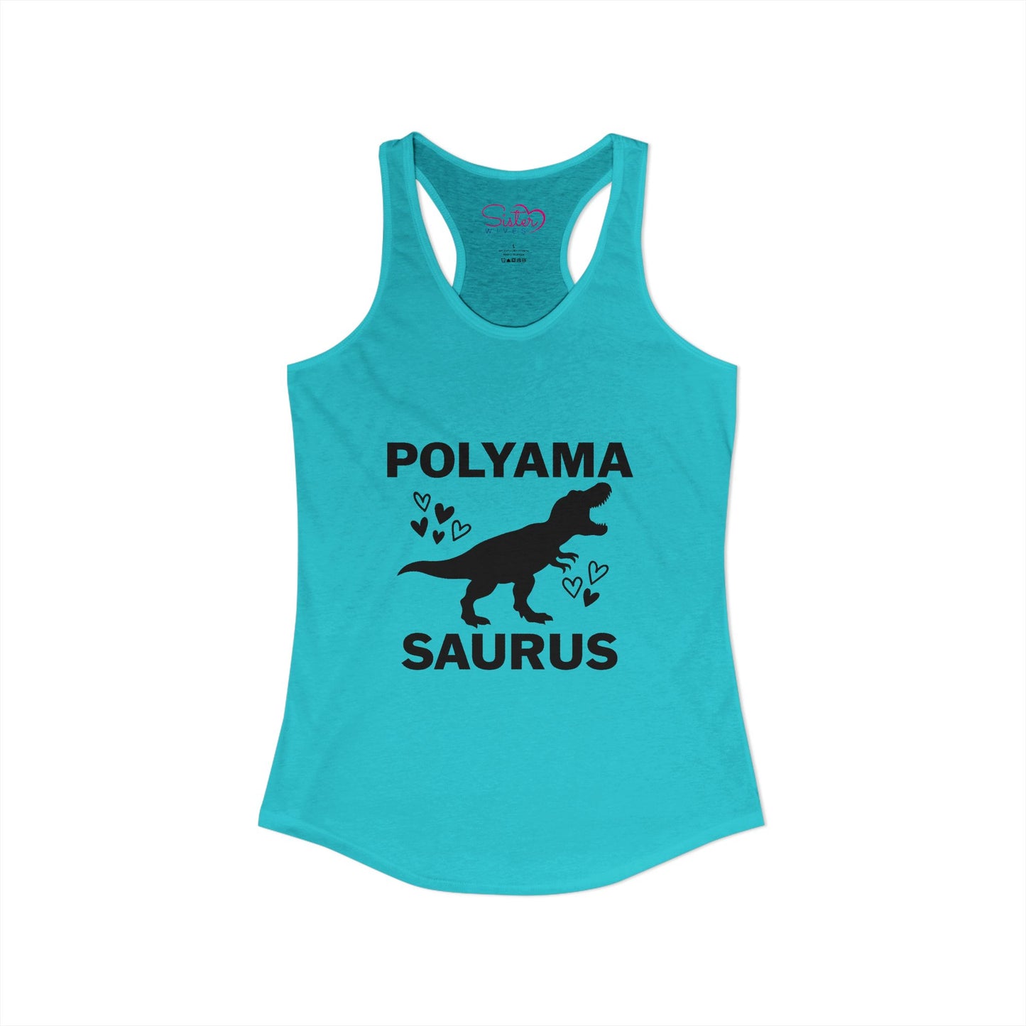 Polyamasaurus Racerback Tank | Polyamory & ENM Dinosaur Tank Top | Chosen Family Funny Summer Shirt | Inclusive Relationship Apparel