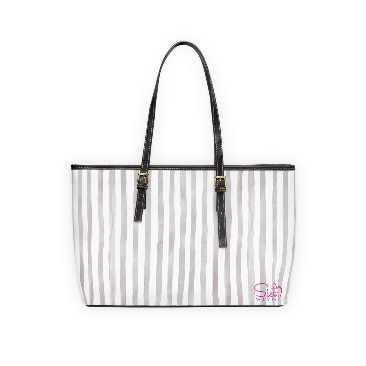 XL Stripe Shoulder Purse – Polyamory Sisterwives ENM Friendly Tote | Swinger Lifestyle Handbag | Soft Blush Minimalist Weekend Bag