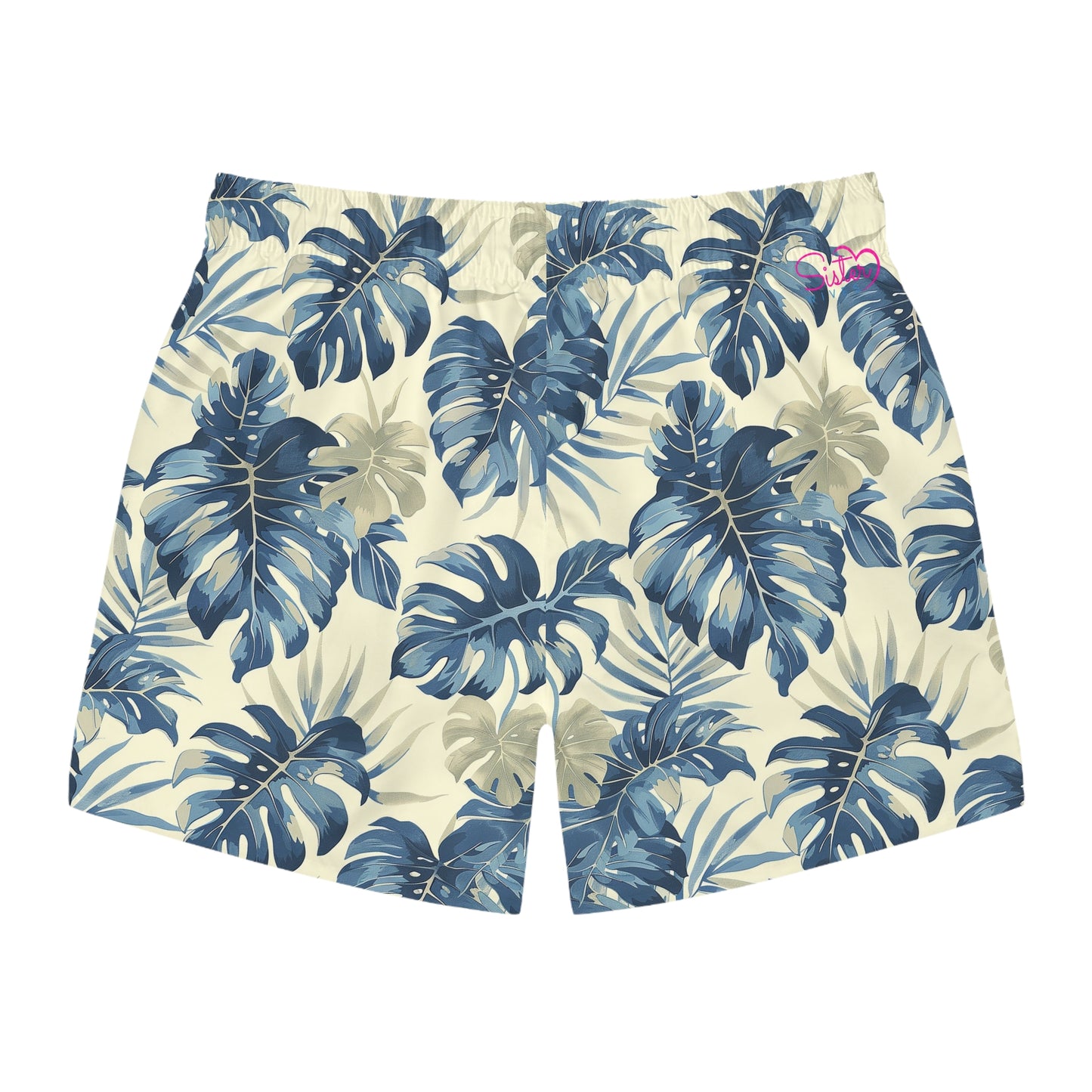 Tropical Leaf Swim Trunks for Men – Blue Palm Fast-Dry Board Shorts with Drawstring | XS–3XL Summer Swimwear