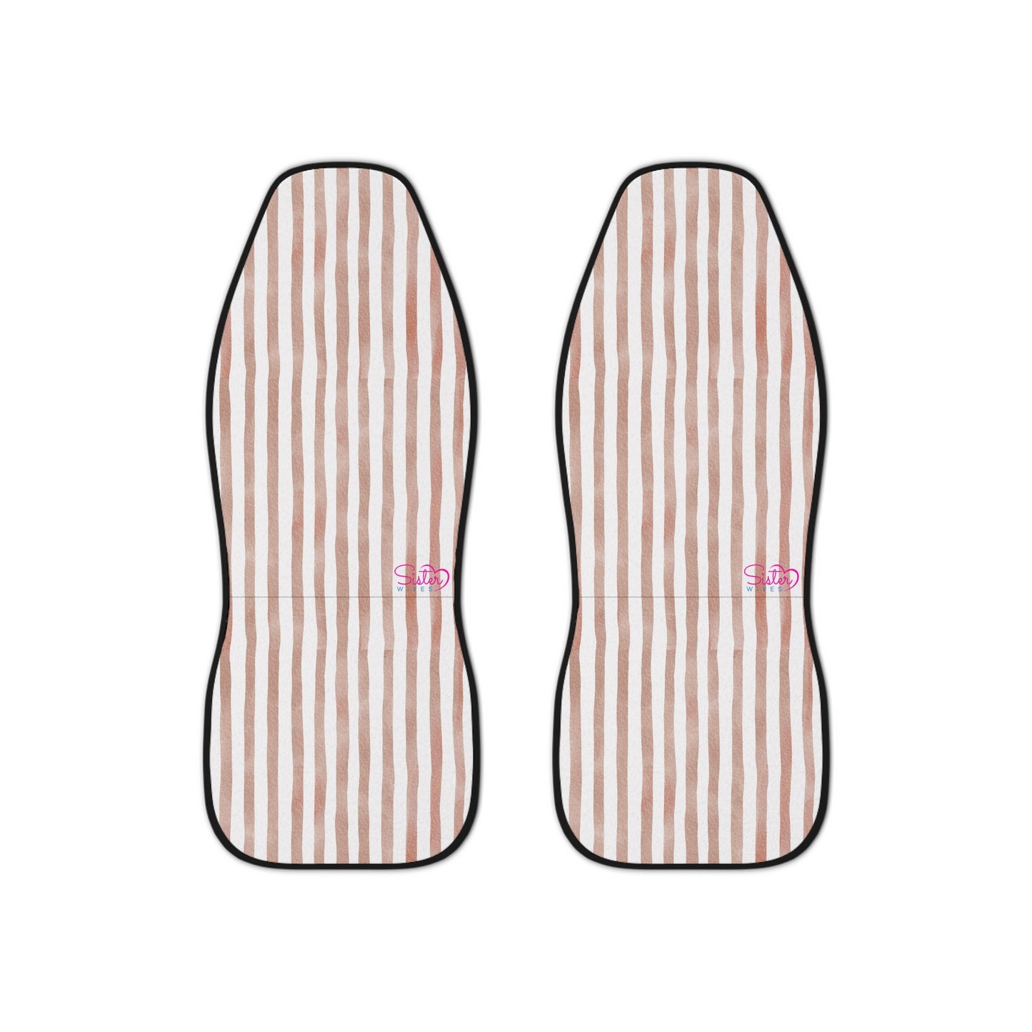 Dusty Pink Stripe Car Seat Covers – Minimalist Boho Auto Decor | Polyamory & ENM Friendly