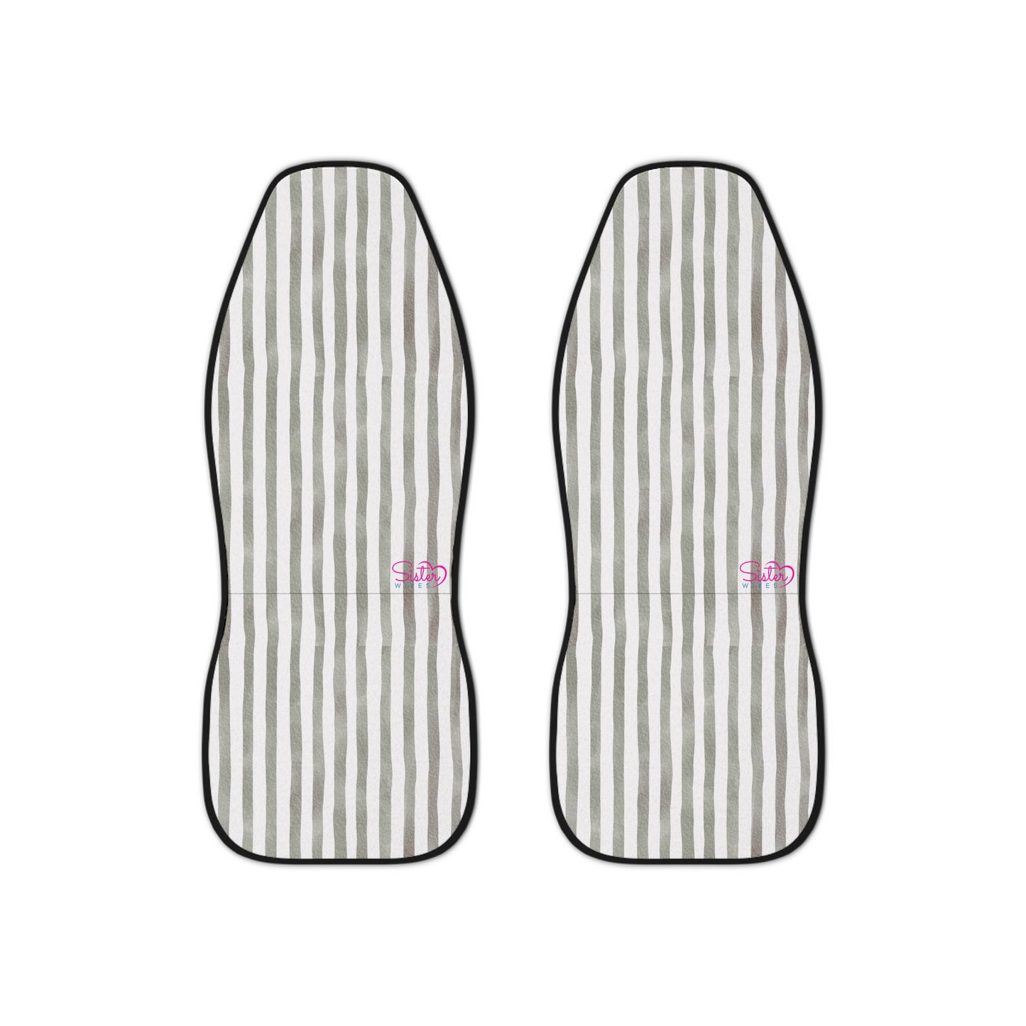 Dark Grey Stripe Car Seat Covers – Minimalist Boho Auto Decor | Polyamory & ENM Friendly