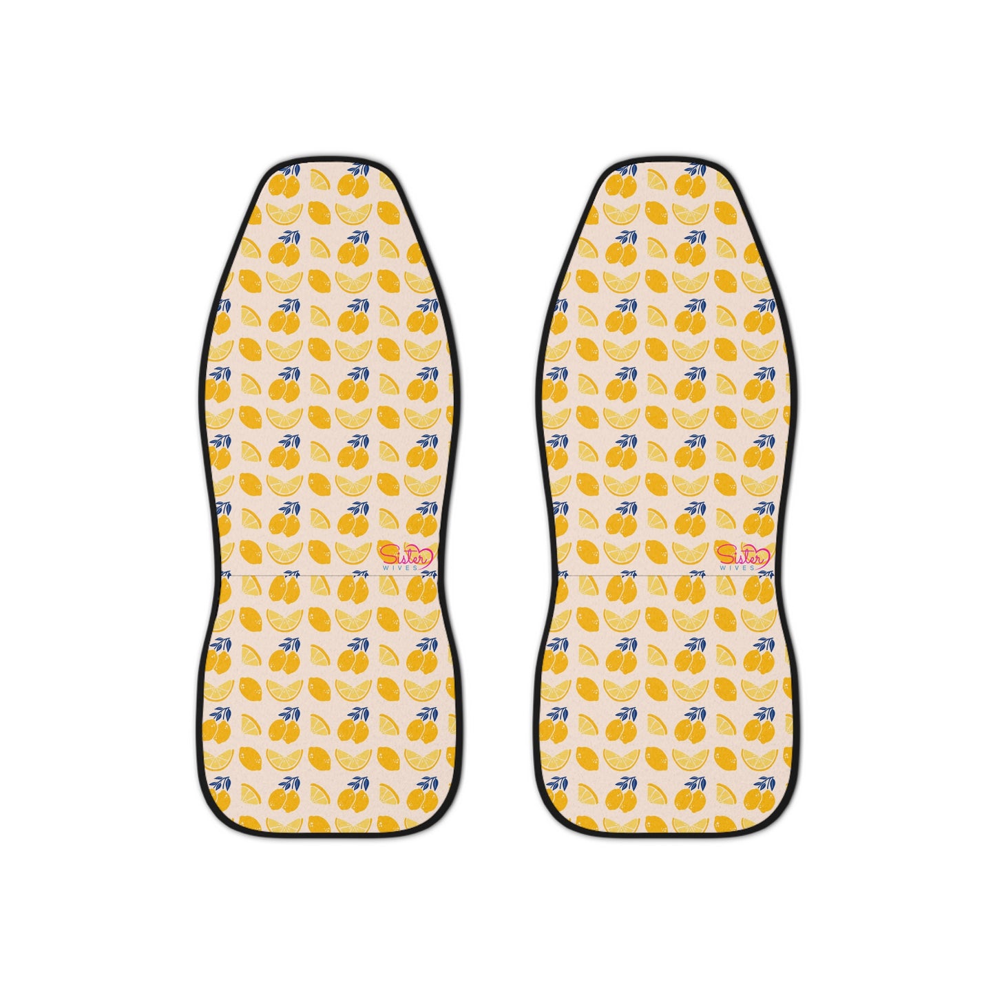 Lemon Car Seat Covers | Blue & Yellow Citrus Auto Decor | Mediterranean Boho Seat Covers | Polyamory & ENM Friendly