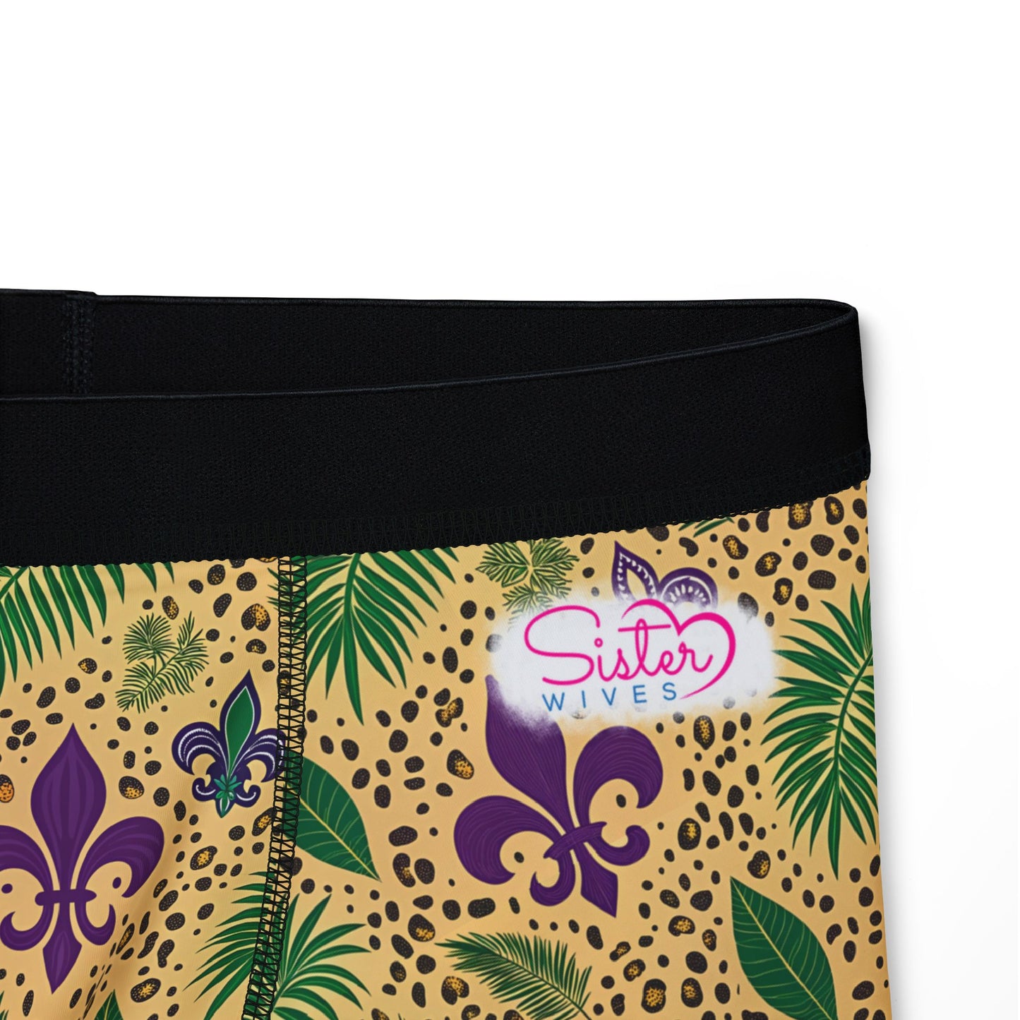 Mardi Gras Cheetah Print Men’s Boxer Briefs | Polyamory ENM Pride Underwear, Matching Couples Underwear