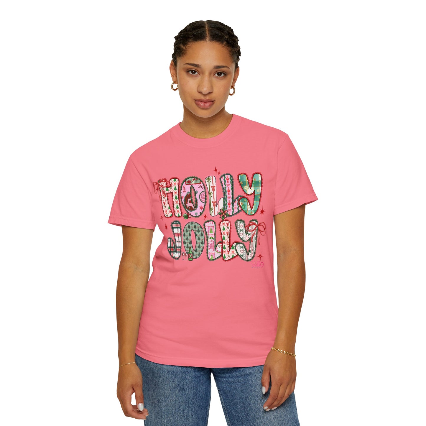 Holly Jolly Holiday Coquette T-Shirt, Unisex Festive Tee, Christmas Shirt, Cute Gift for Her, Holiday Party Wear
