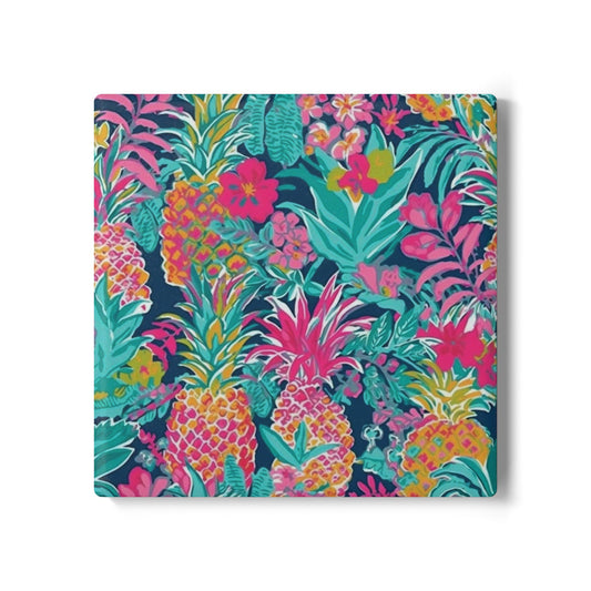 Preppy Pineapple Coaster Set - Fun Summer Drink Coaster, Home Bar Decor, Tropical Party Supplies, Gift for Beach Lovers, Kitchen Accessory