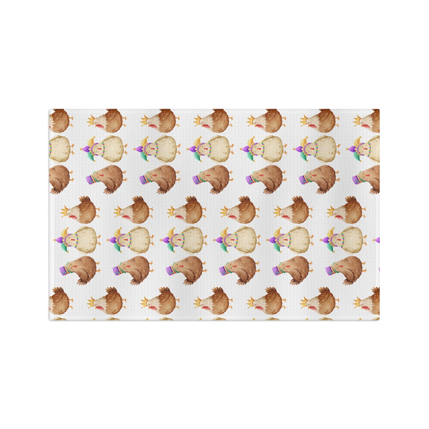 Mardi Gras Throuple Chicken Tea Towel | Polyamory Chosen Family Kitchen Towel | Festive Mardi Gras Chickens Microfiber Dish Towel