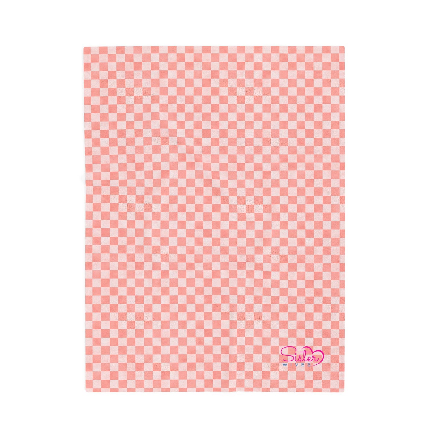 Pink Checker Plush Blanket | Cozy Velveteen Throw | ENM & Polyamory Friendly Home Decor | Chosen Family Aesthetic Blanket