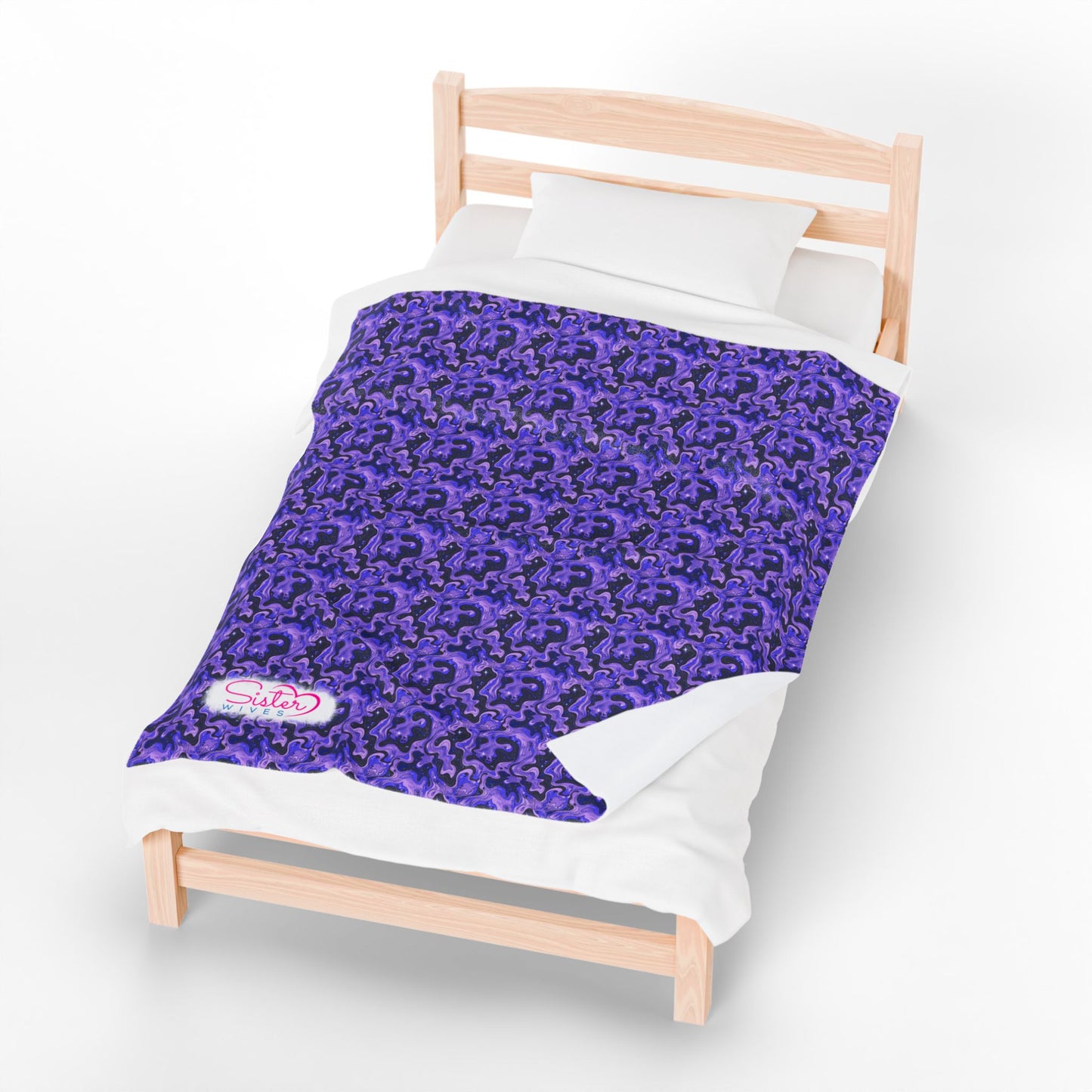 Sister Wives Blue & Purple Oil Slick Cozy Velveteen Plush Blanket for Comfort & Warmth, Great for Home Decor, Gifts, Living Room, Couch, Bedroom