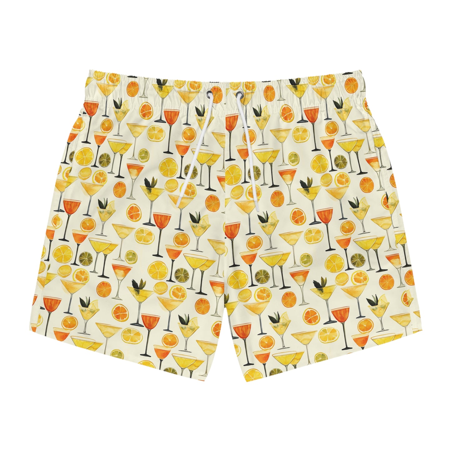 Men’s Cocktail Swim Trunks – Citrus Martini Resort Boardshorts | Polyamory ENM Lifestyle Poolwear | Fast-Dry Summer Swim Shorts