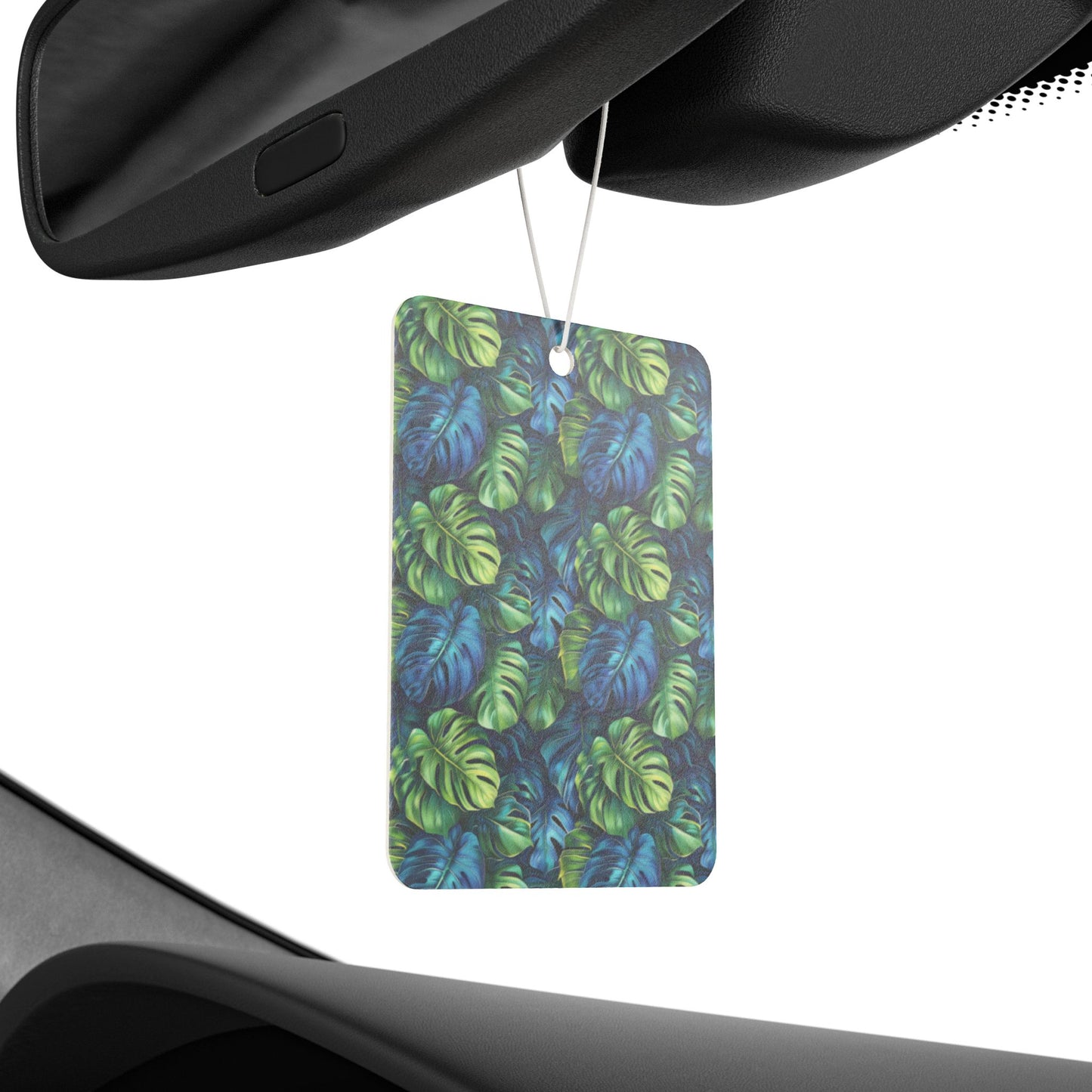 Tropical Leaf Car Air Freshener – Green Jungle Aesthetic Hanging Diffuser | Pine, New Car & Black Ice Scents