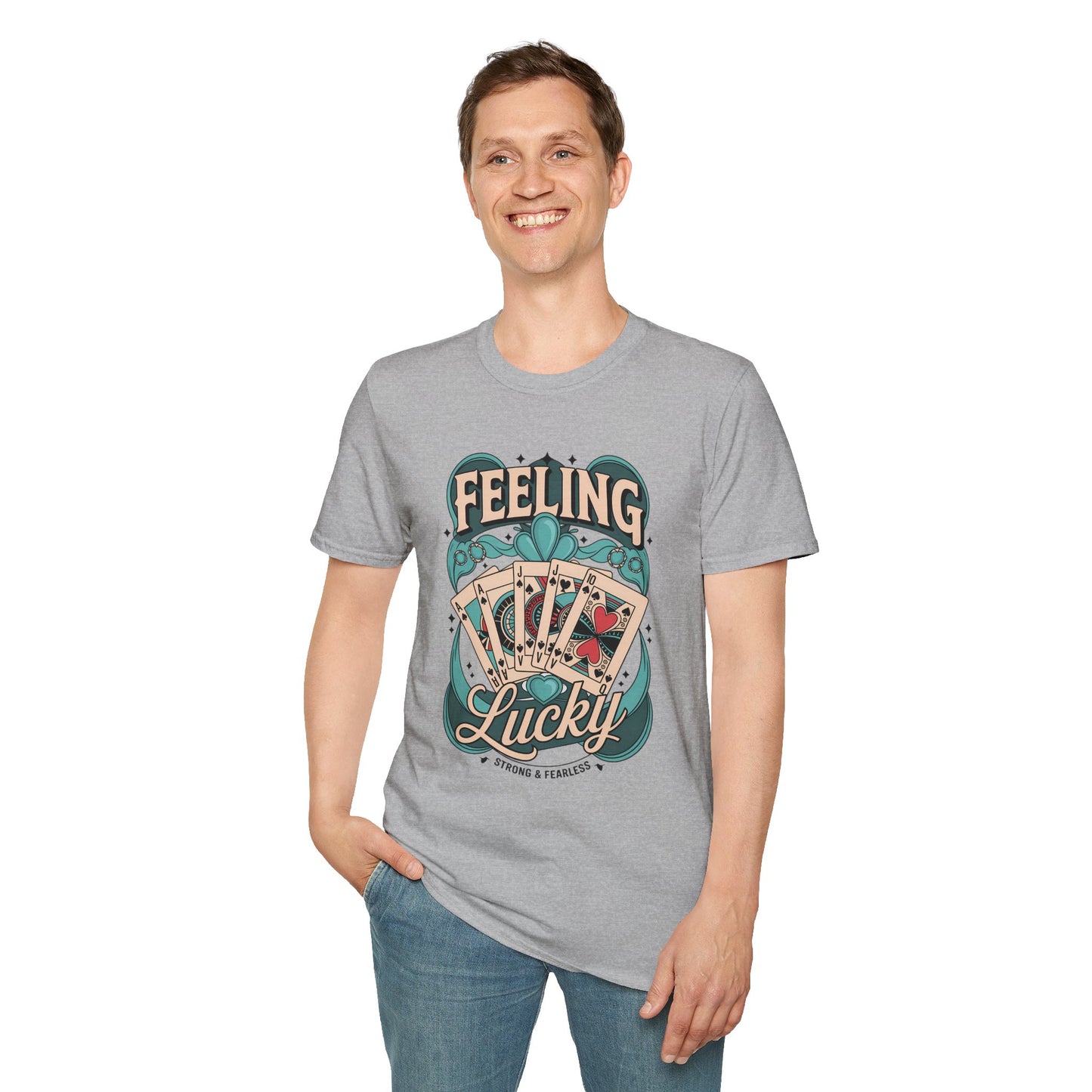 Feeling Lucky Shirt – Vintage Casino Graphic Tee, Lucky Cards St Patrick’s Day Shirt, Poly-Friendly ENM Unisex Gildan 64000