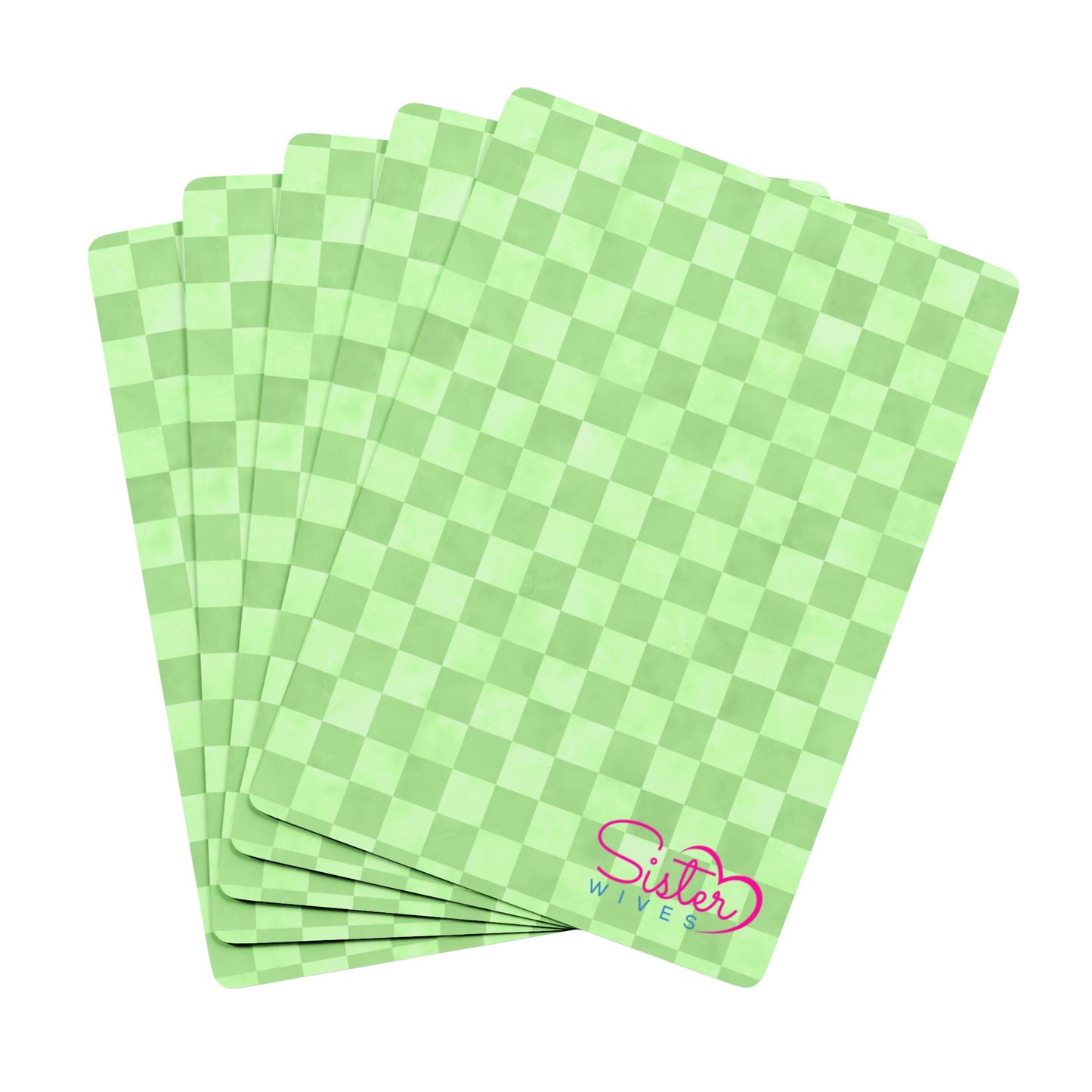 Green Checkered Poker Playing Cards – Modern Game Night Deck, Polyamory & ENM Friendly Playing Cards, Swinger Lifestyle Gift