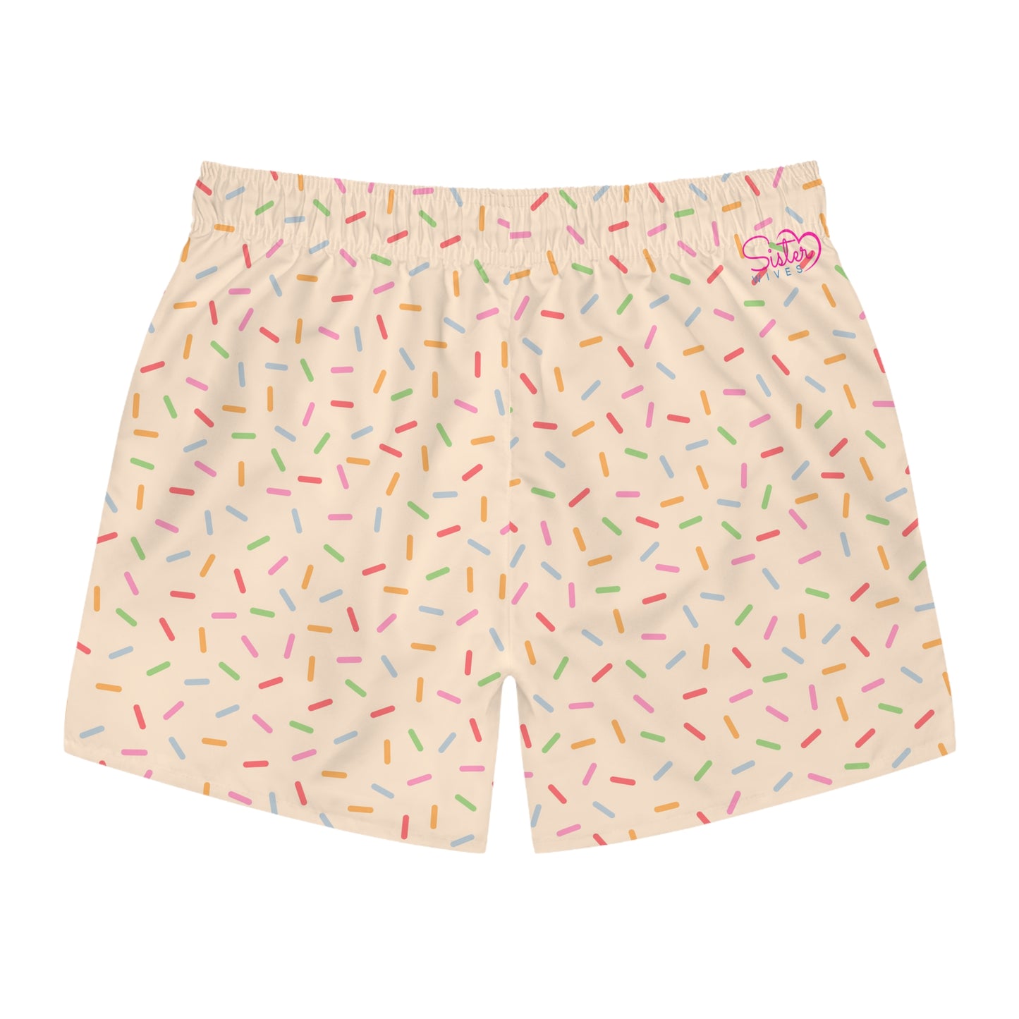 Men’s Rainbow Sprinkle Swim Trunks – Pastel Confetti Summer Swim Shorts, Fun Pool & Beach Board Shorts, Fast-Dry AOP Trunks