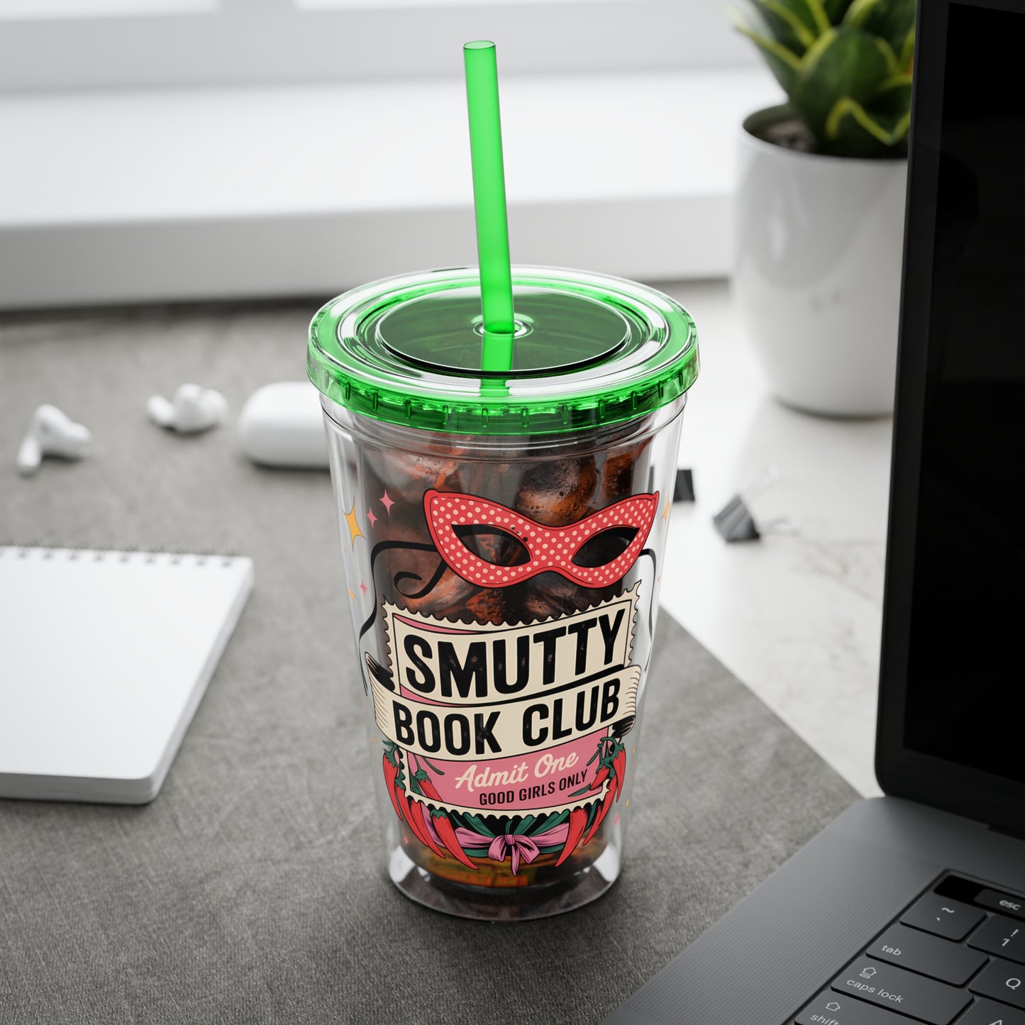 Admit One: Smutty Book Club – 16oz Sunsplash Tumbler | Polyamory Pride Cup | ENM Lifestyle Drinkware | Swinger Aesthetic Travel Cup | Spicy Romance Reader Gift | Poly, Open Relationship,...