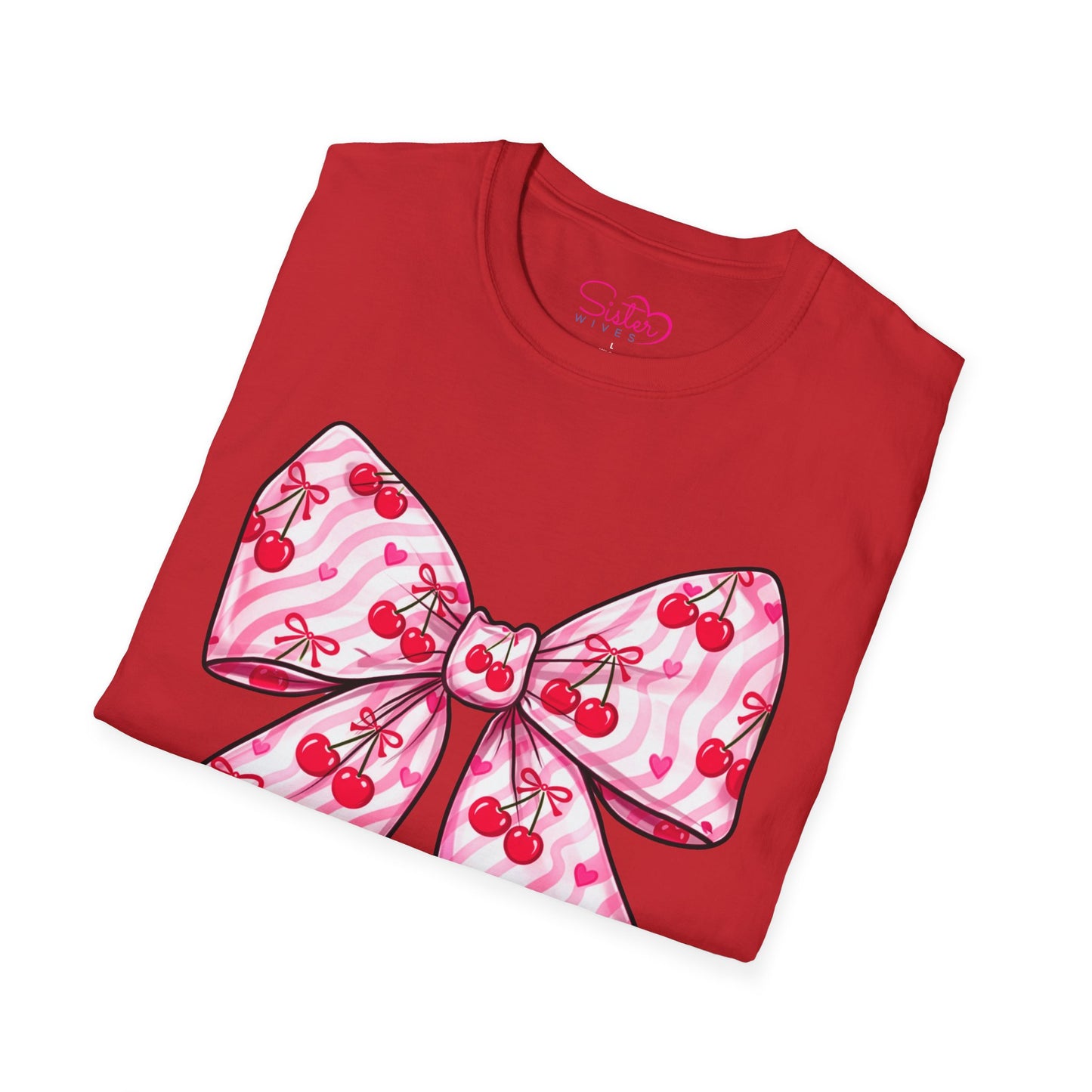 Valentine's Day Red Coquette Bow Shirt – Flirty Valentine Bow T-Shirt, Polyamory ENM Non-Monogamy Symbol Tee, Unisex Gildan 64000