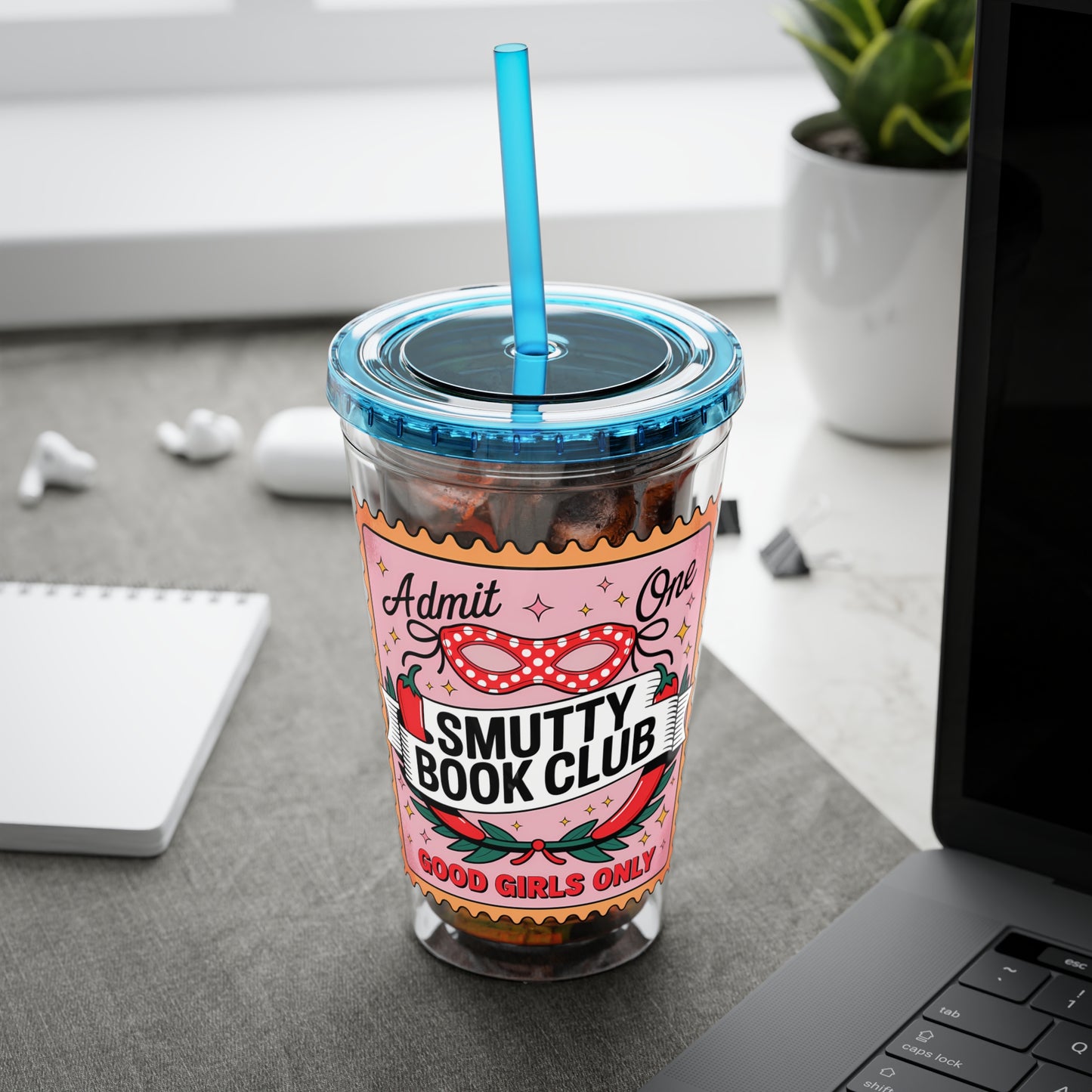 Admit One: Smutty Book Club – 16oz Sunsplash Tumbler | Polyamory Pride Cup | ENM Lifestyle Drinkware | Swinger Aesthetic Travel Cup | Spicy Romance Reader Gift | Poly, Open Relationship, Hotwife Vibes...