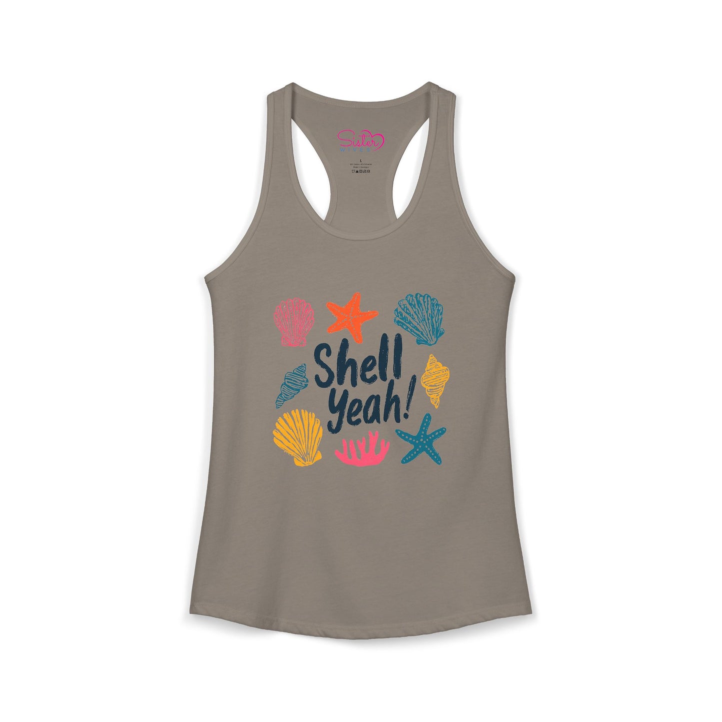 Shell Yeah Racerback Tank – Cute Beach Tank Top | Coastal Summer Shirt | Funny Ocean Graphic Tank