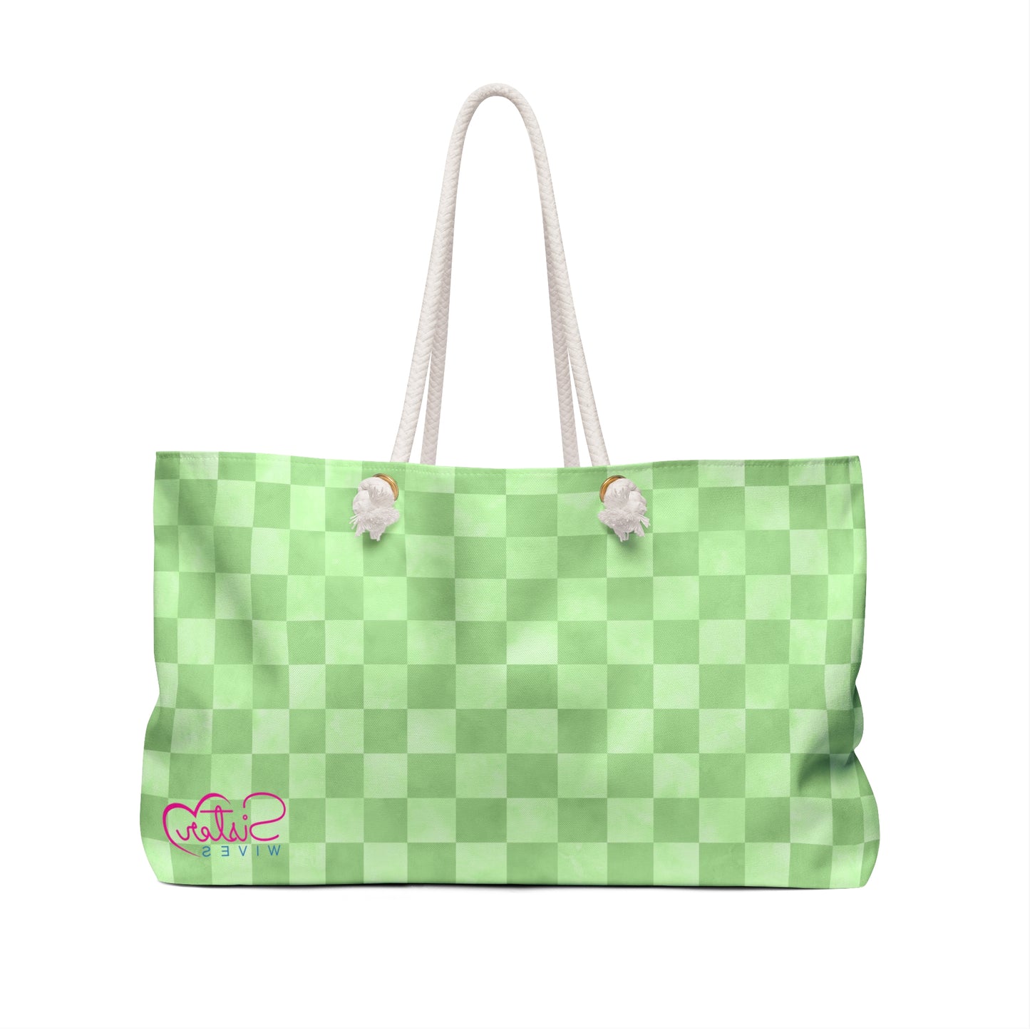 Green Checker Weekender Bag | Cozy Travel Tote | ENM & Polyamory Friendly Overnight Bag | Chosen Family Aesthetic Carryall