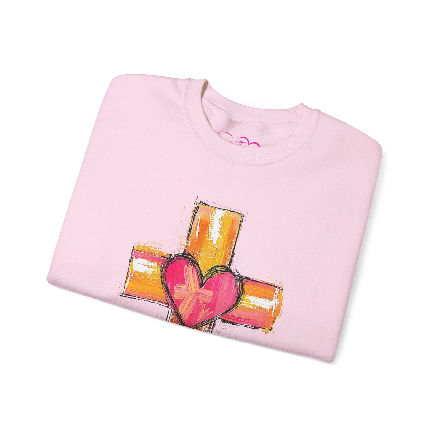 Cross with Heart Crewneck Sweatshirt | Love-Centered Faith Pullover | Inclusive Christian Apparel | Cozy Spiritual Sweatshirt