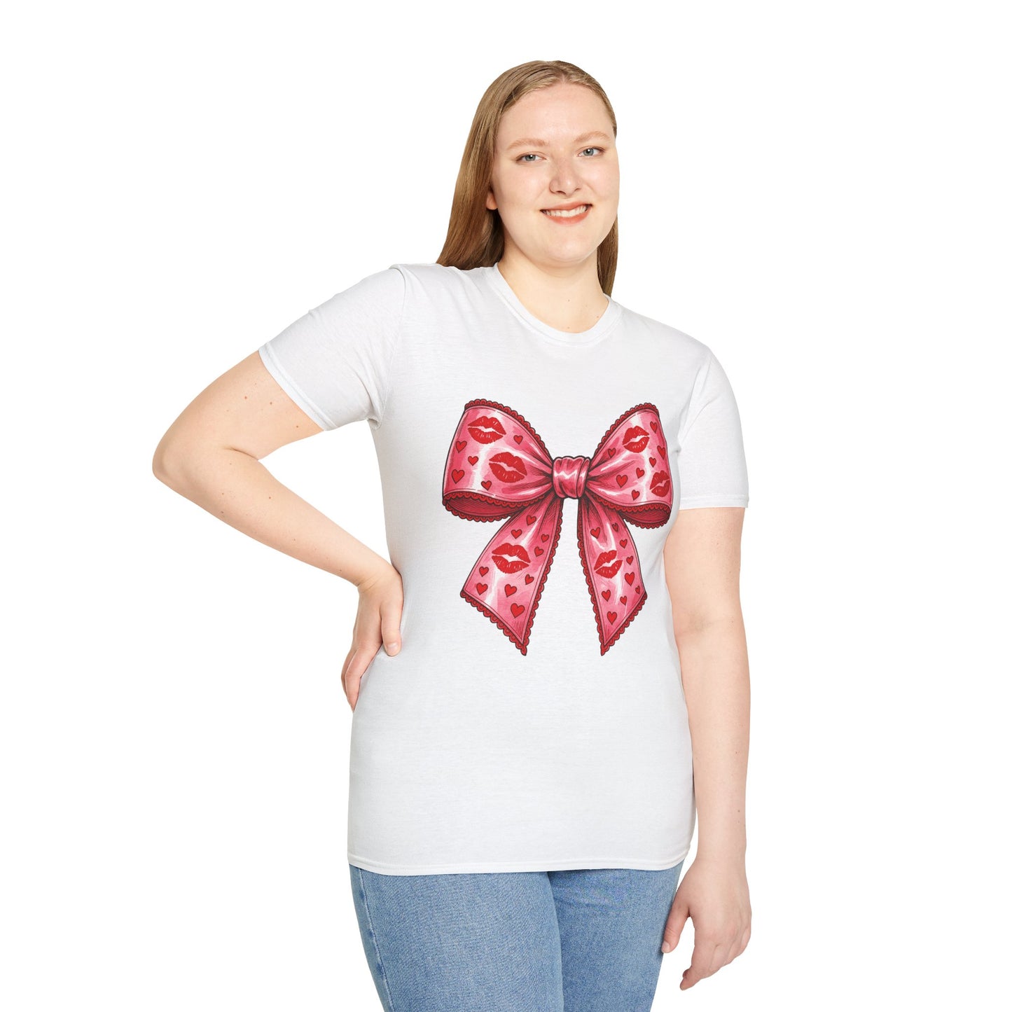 Red Coquette Bow Shirt – Flirty Valentine Bow T-Shirt, Polyamory ENM Non-Monogamy Symbol Tee, Unisex Gildan 64000