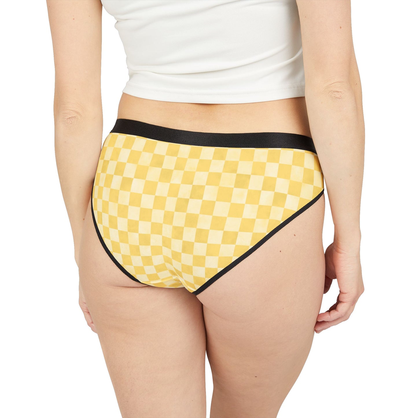 Yellow Checker Women’s Panties | Aesthetic Bikini Cut Underwear | Soft Statement Lingerie