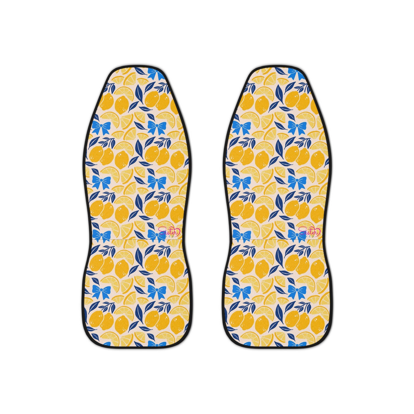 Lemon Car Seat Covers | Blue & Yellow Citrus Auto Decor | Mediterranean Boho Seat Covers | Polyamory & ENM Friendly