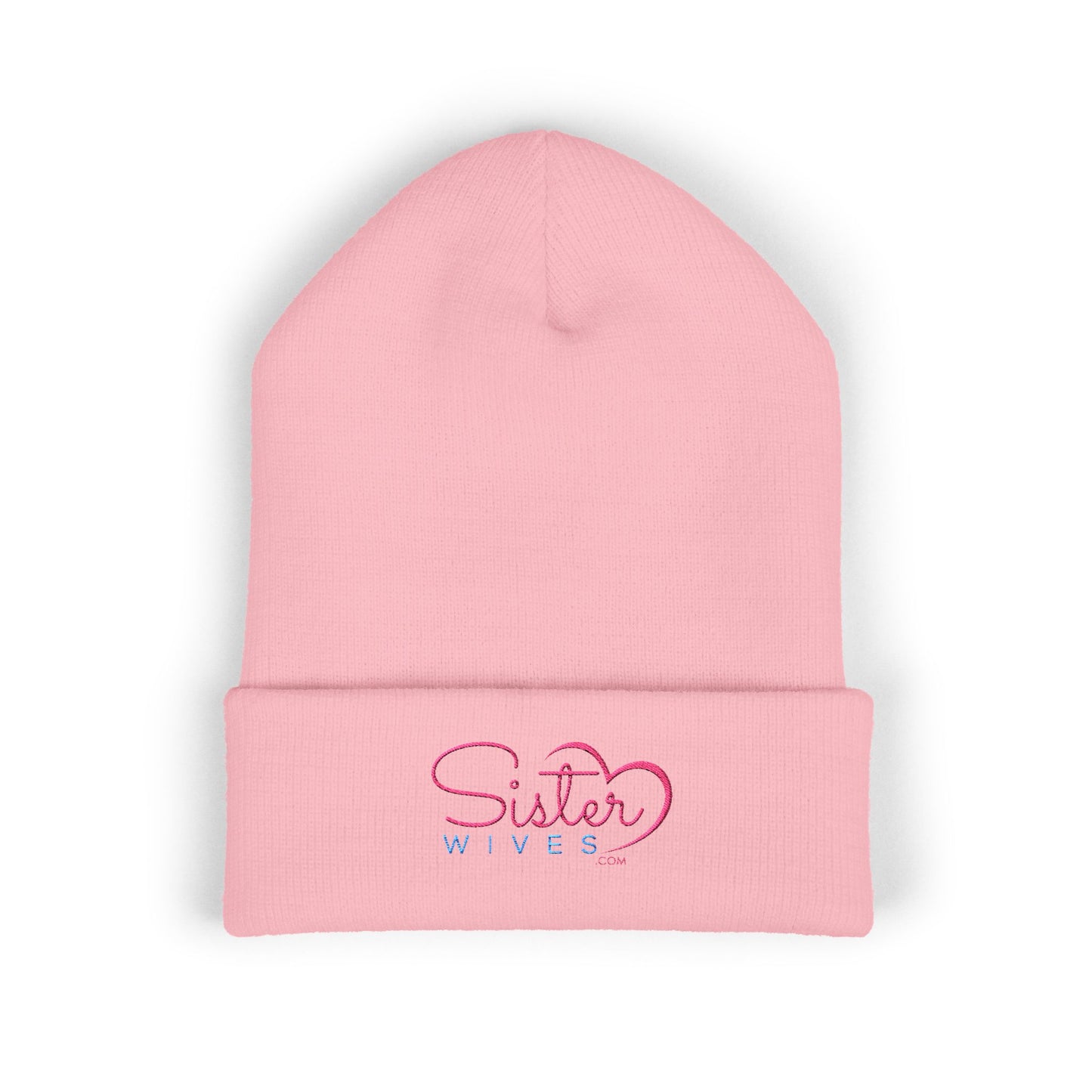SisterWives Logo Embroidered Cuffed Beanie, Cozy Hat for Family Gatherings, Winter Wear, Holiday Gift, Fashion Accessory