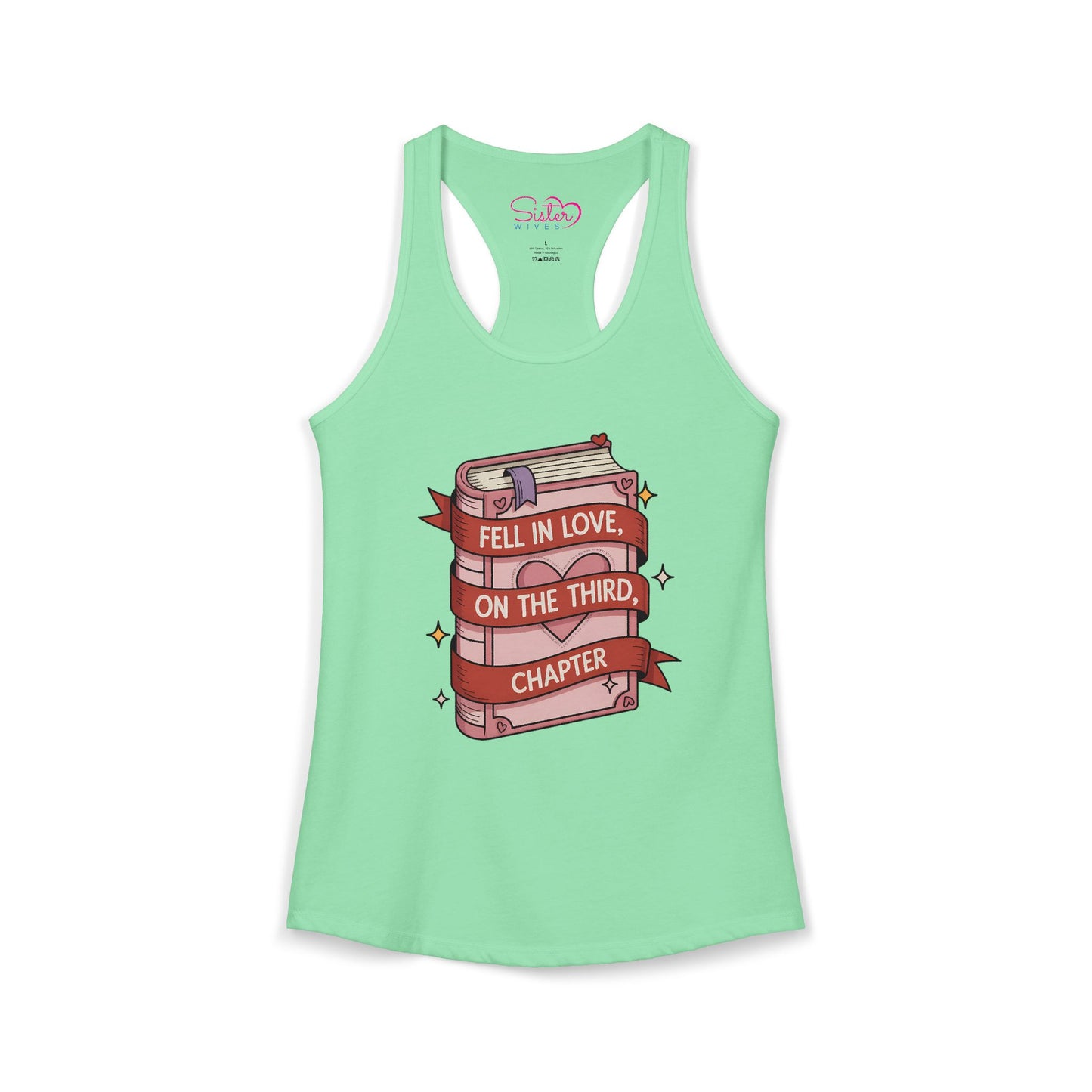 Fell in Love on the Third Chapter Racerback Tank – Book Lover Romance Tank Top | Reader Humor | Soft Feminist, Poly & ENM Friendly Apparel