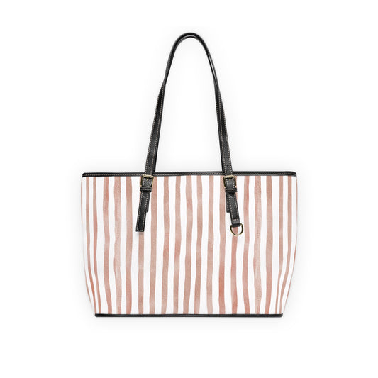 XL Stripe Shoulder Purse – Polyamory Sisterwives ENM Friendly Tote | Swinger Lifestyle Handbag | Soft Blush Minimalist Weekend Bag