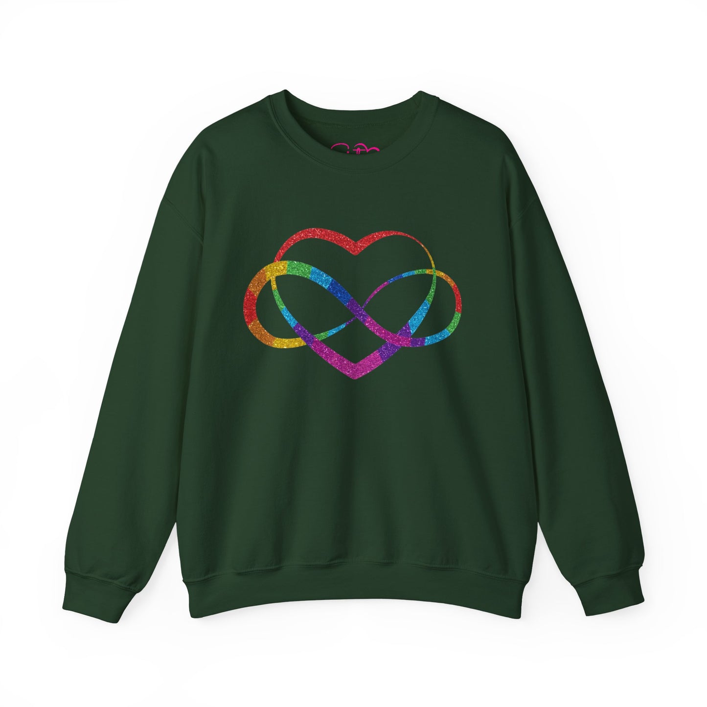 Infinity Heart Crewneck Sweatshirt | Polyamory & ENM Symbol Pullover | LGBTQ+ Inclusive Chosen Family Apparel | Cozy Pride Sweatshirt