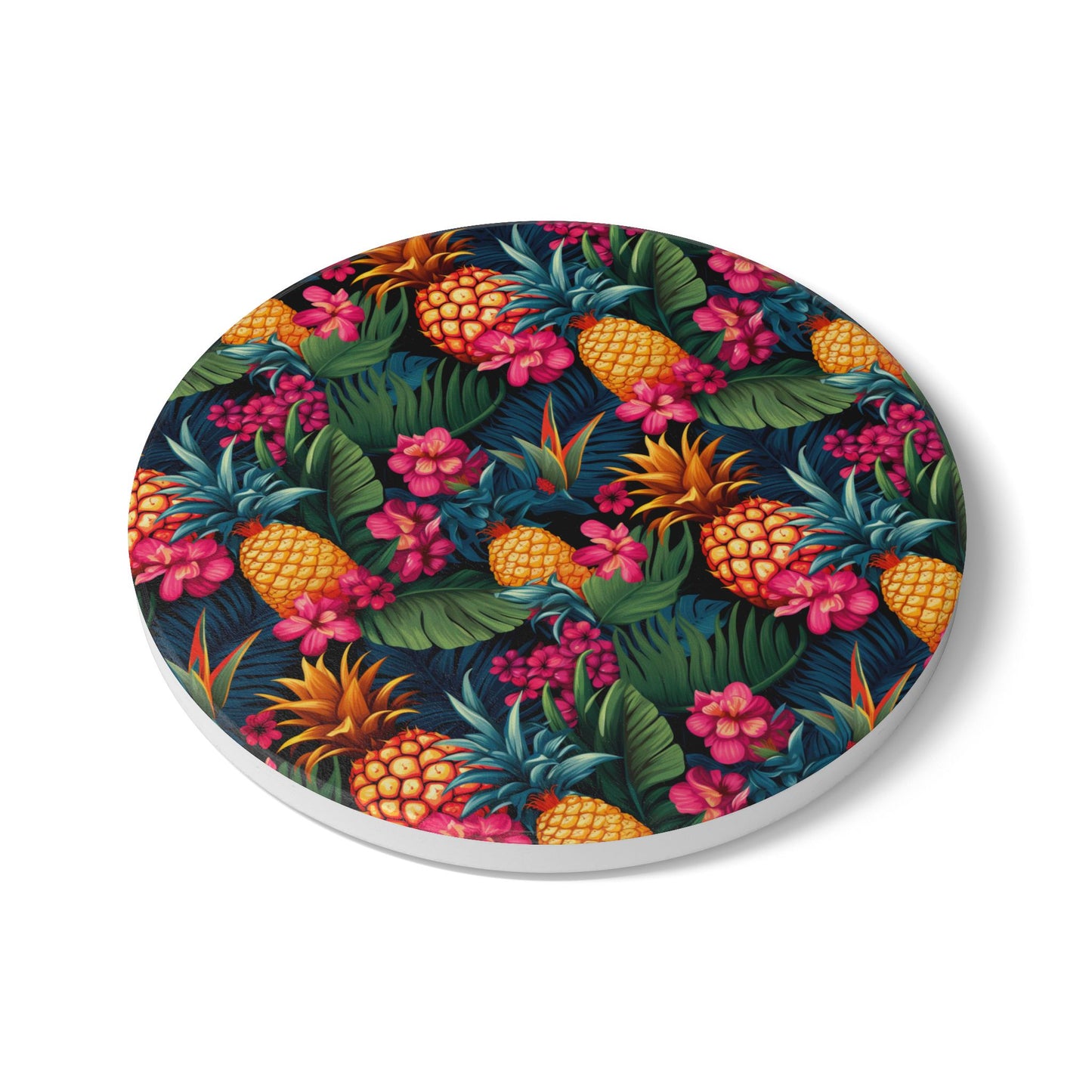 Upside-down Tropical Pineapple Coaster Set - Fun Summer Drink Coaster, Home Bar Decor, Tropical Party Supplies, Gift for Beach Lovers, Kitchen Accessory