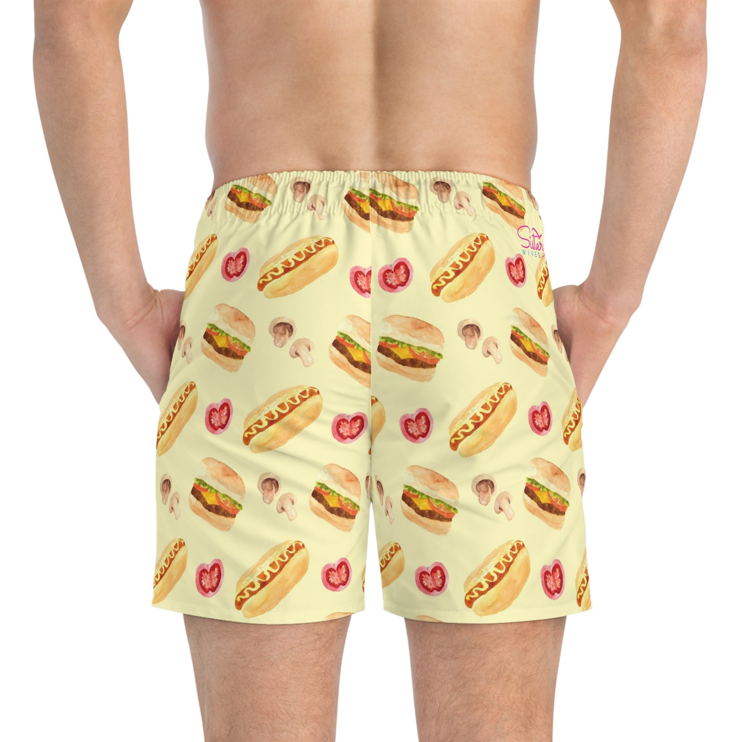 Men’s BBQ Swim Trunks – Grill & Cookout Boardshorts | Funny Food Print Swimwear | Fast-Dry Summer Swim Shorts