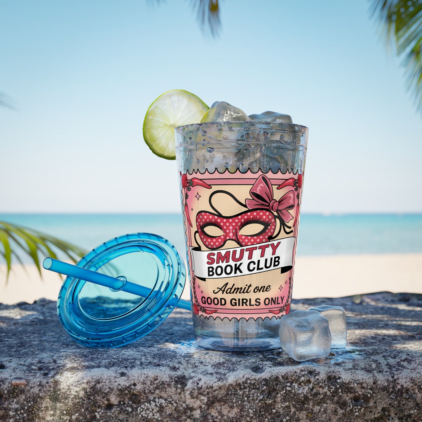 Admit One: Smutty Book Club – 16oz Sunsplash Tumbler | Polyamory Pride Cup | ENM Lifestyle Drinkware | Swinger Aesthetic Travel Cup | Spicy Romance Reader Gift | Poly, Open Relationship,...