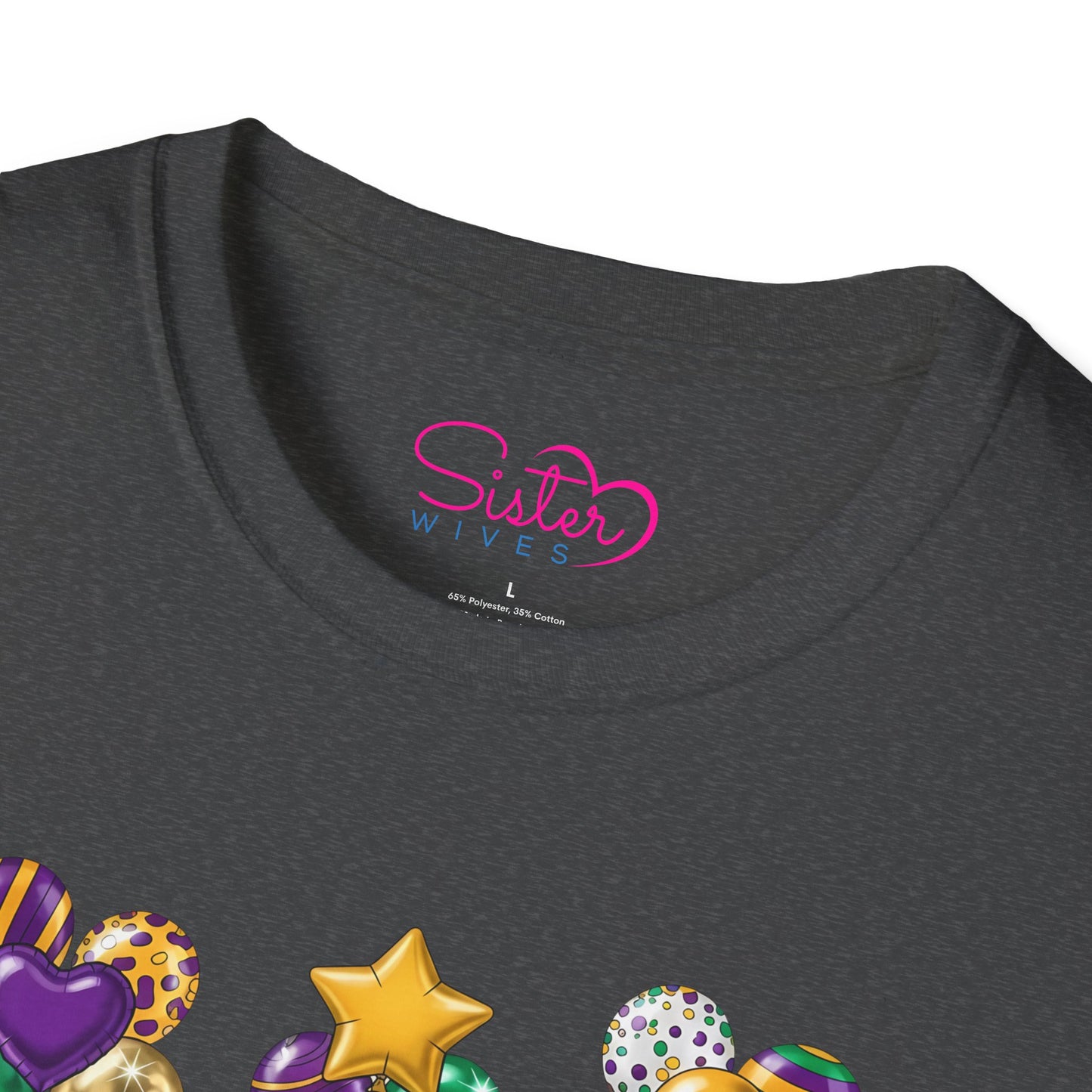 Mardi Gras Throuple Gnome T-Shirt | Polyamory ENM Pride Tee | Festive Gnome Graphic Shirt | Chosen Family Swinger Lifestyle Apparel