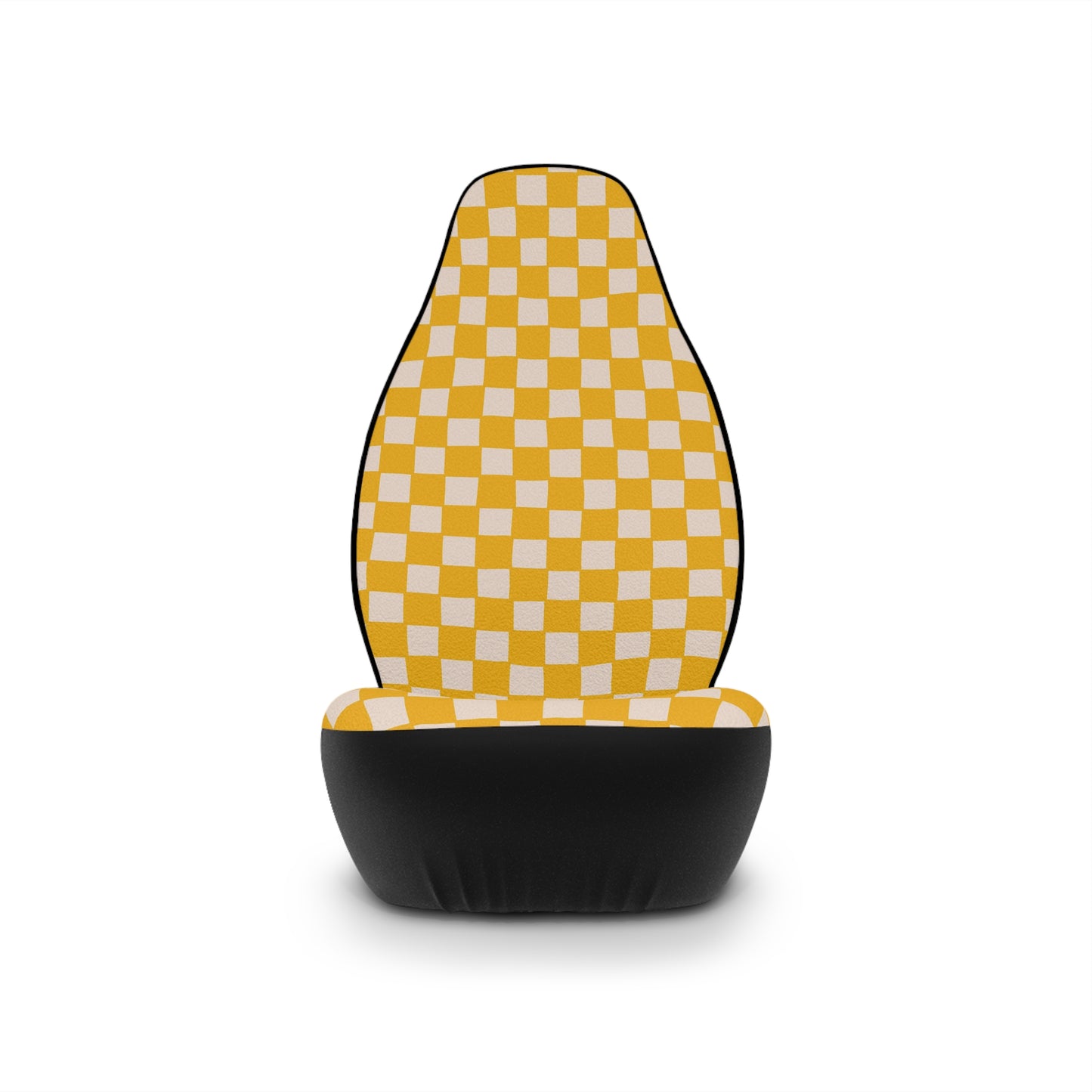 Yellow Checkerboard Car Seat Covers | Retro Checkered Auto Decor | Boho Dopamine Seat Covers | Polyamory & ENM Friendly