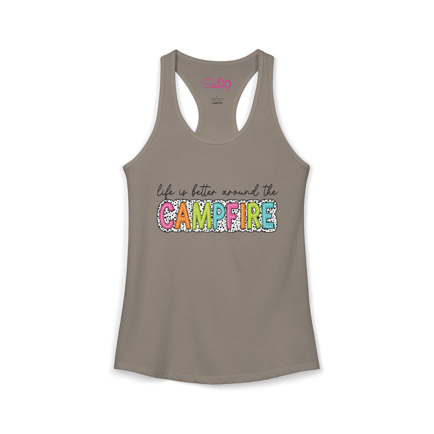 Campfire Racerback Tank | Cozy Outdoorsy Summer Tank Top | Chosen Family Camping Shirt | Inclusive Lifestyle Apparel