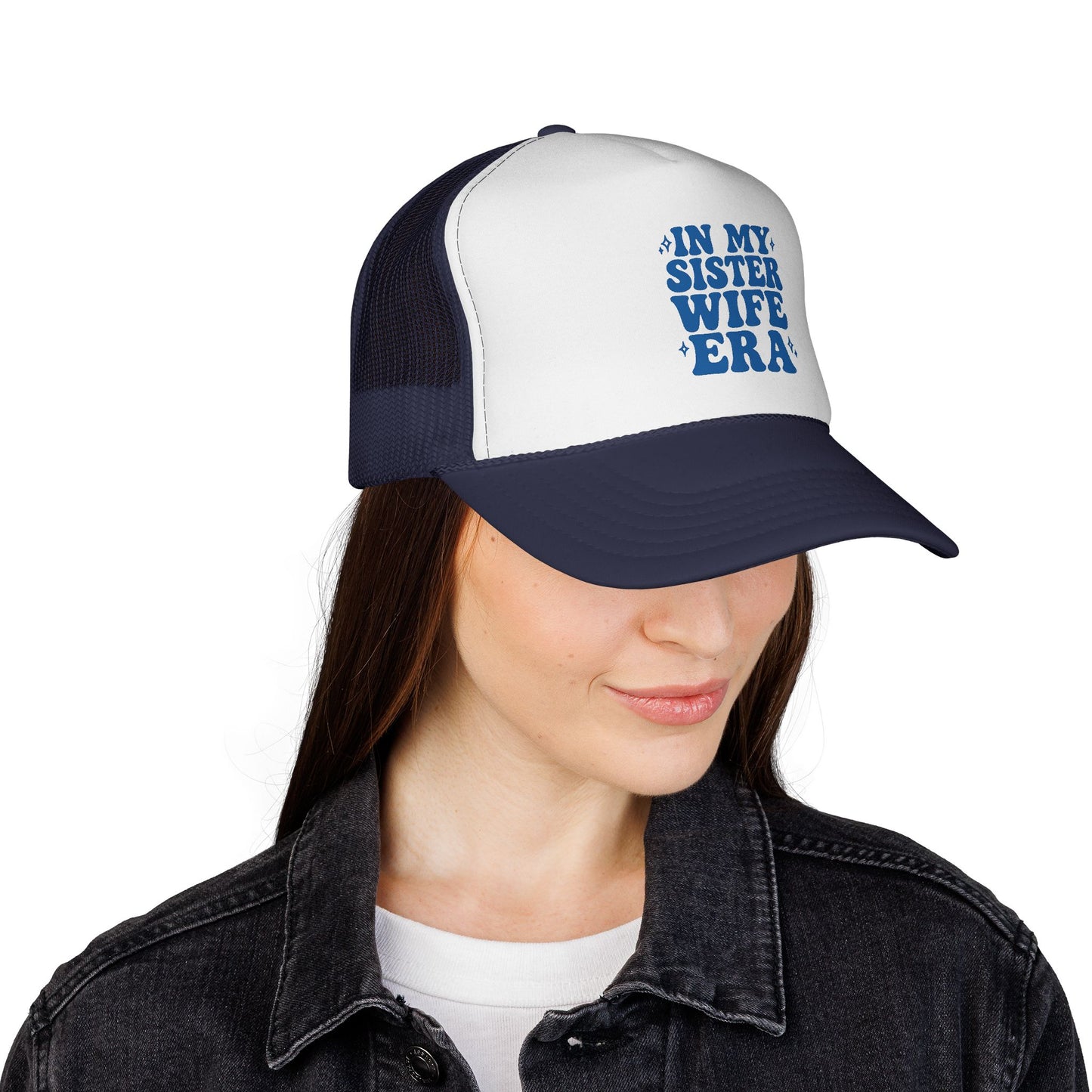 Blue In My Sisterwife Era Trucker Hat – Retro Mesh Cap, Adjustable Snapback