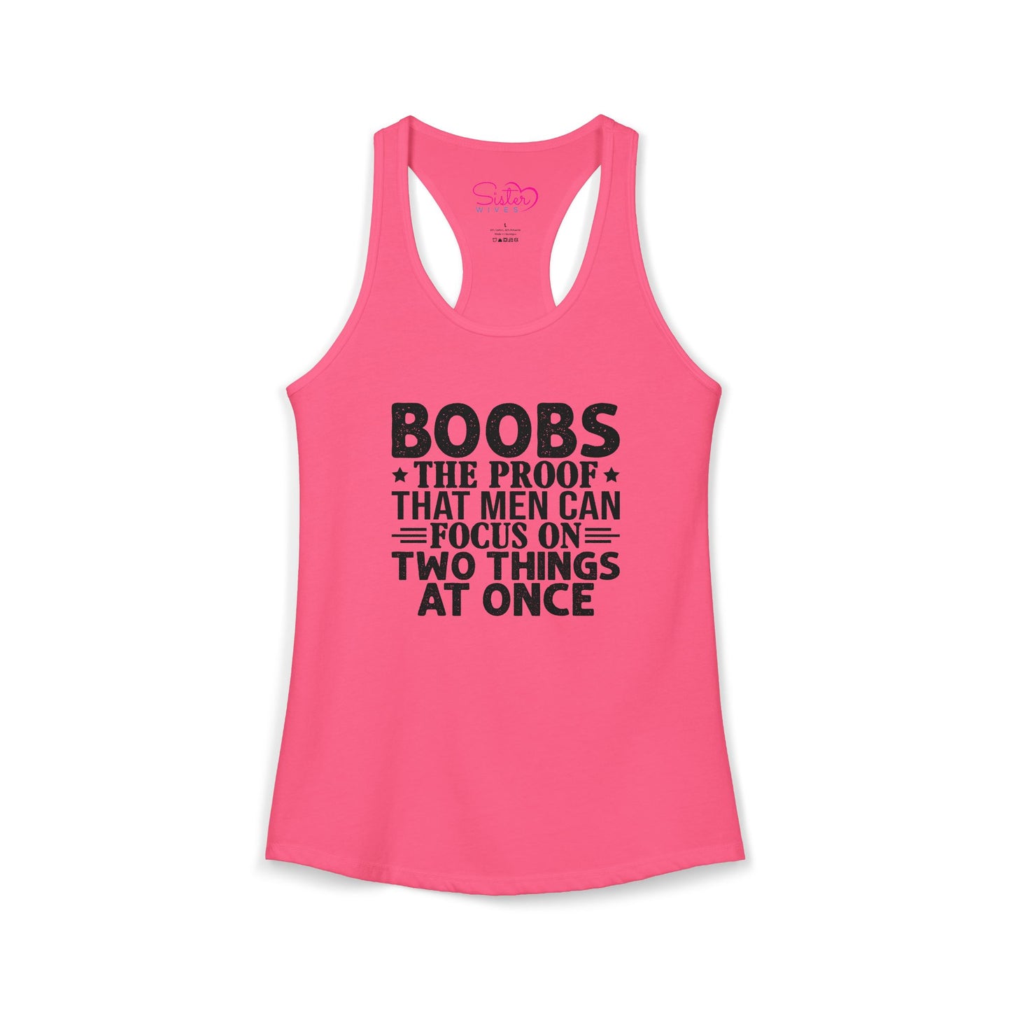 Funny Boobs Racerback Tank | Cheeky Humor Tank Top | Women’s Sarcastic Summer Shirt | Bold Statement Apparel