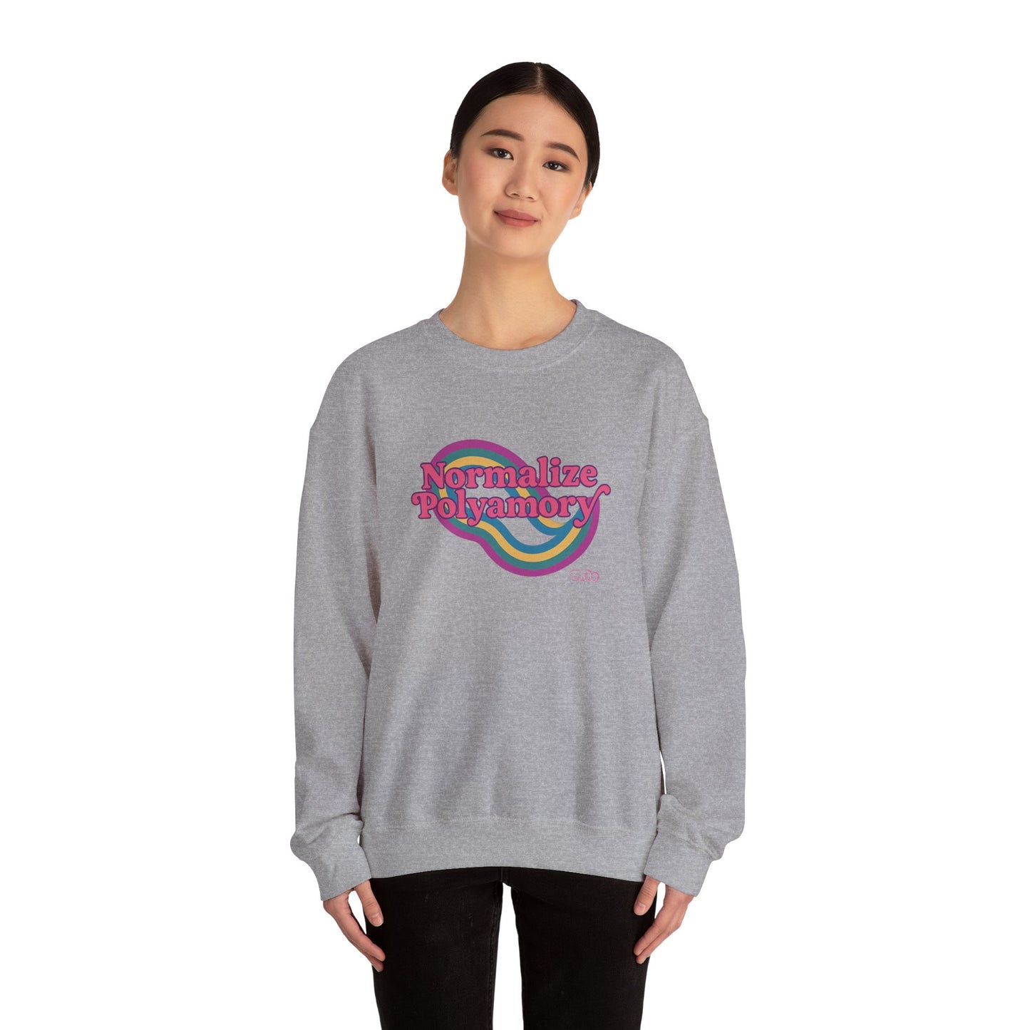 Normalize Polyamory Sweatshirt – Ethical Non-Monogamy Unisex Crewneck | Poly Pride & Relationship Visibility Apparel